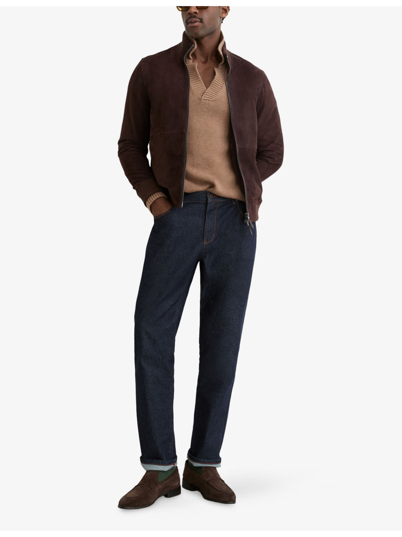 REISS Brent Zip-Up Suede Jacket outlook