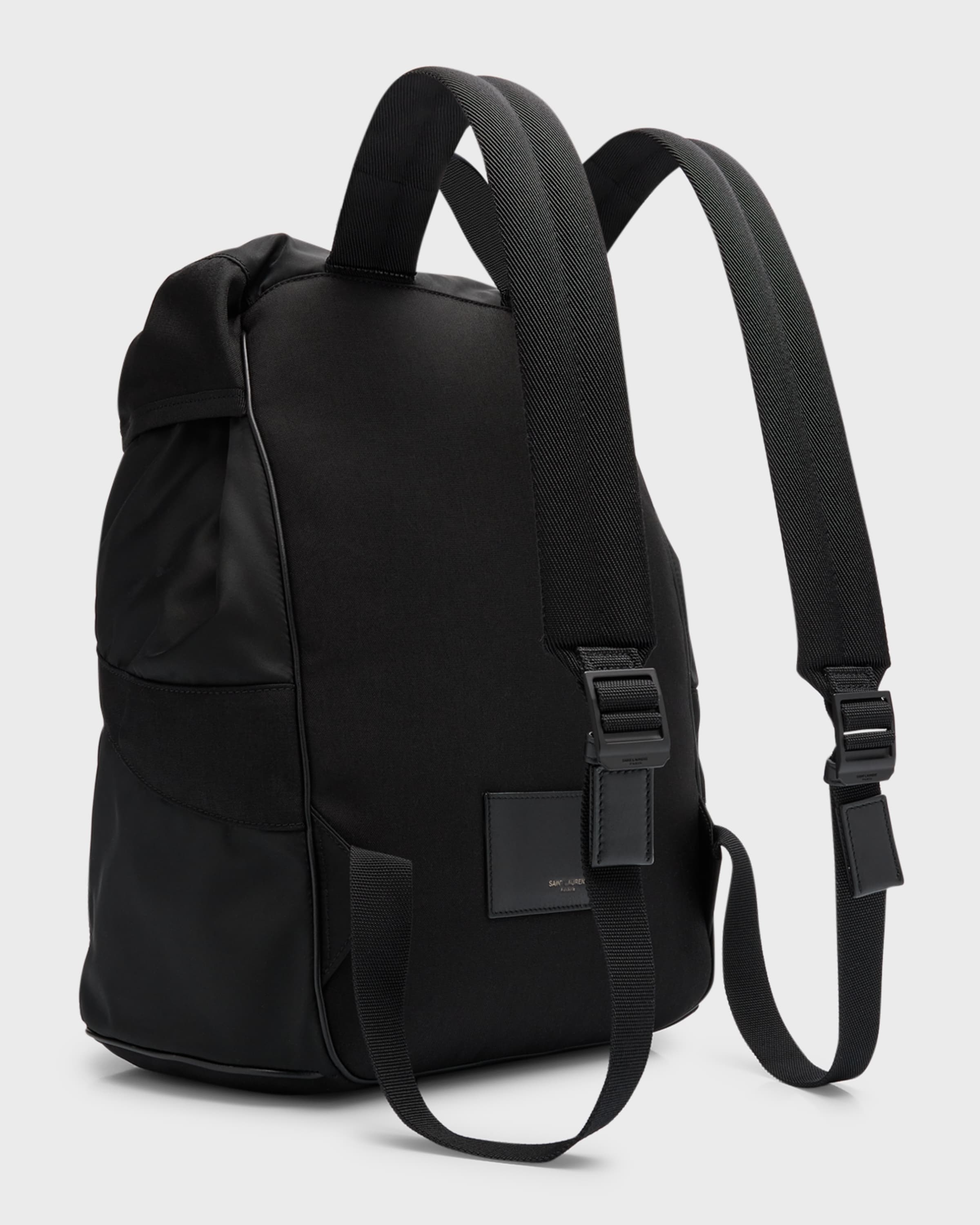 Men's Nylon and Leather Backpack - 4