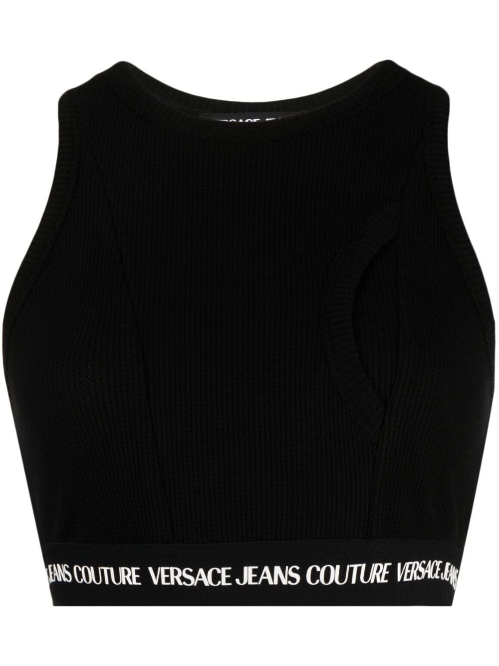 ribbed logo-underband cropped top - 1