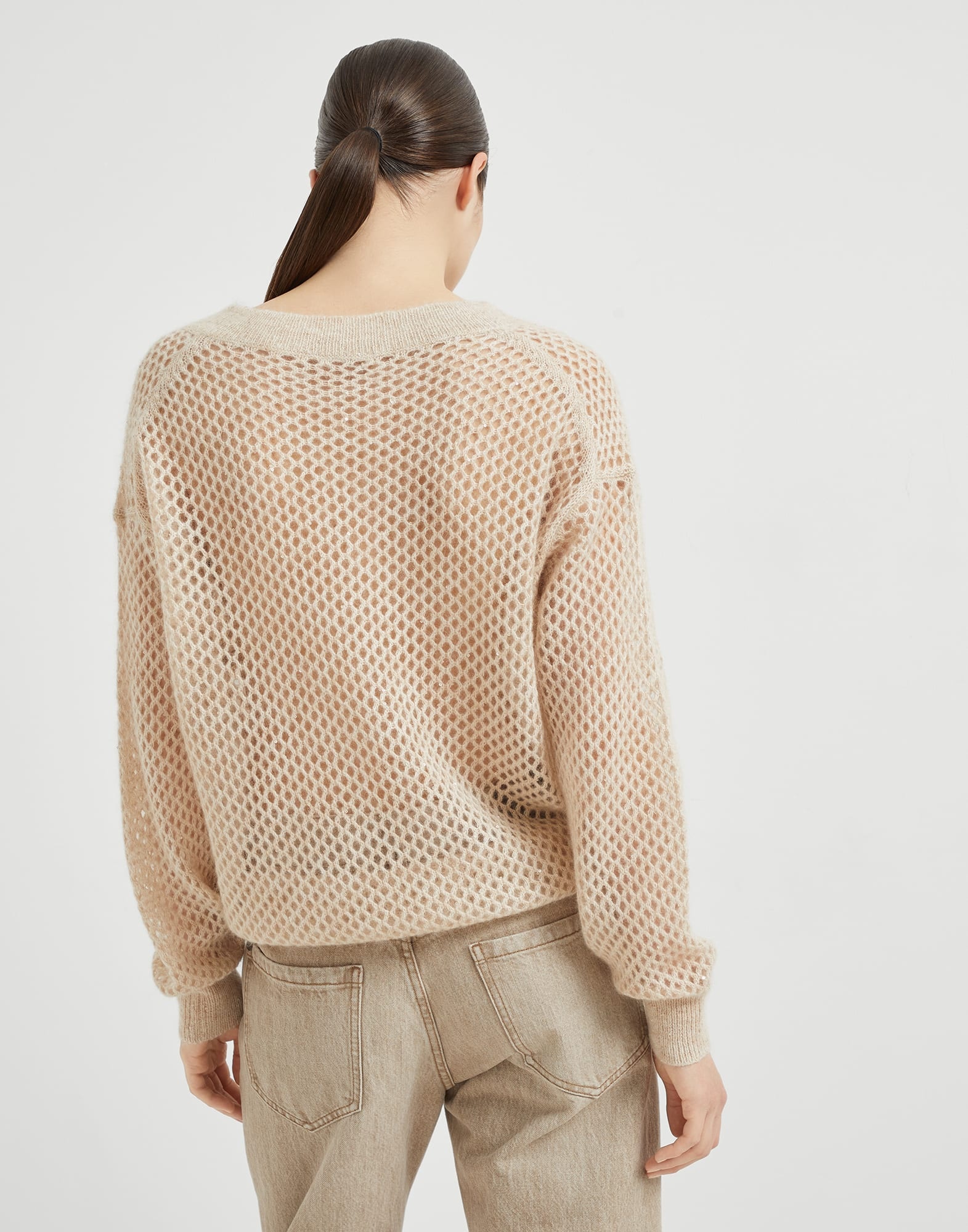 Mohair, cotton and wool dazzling mesh sweater - 2
