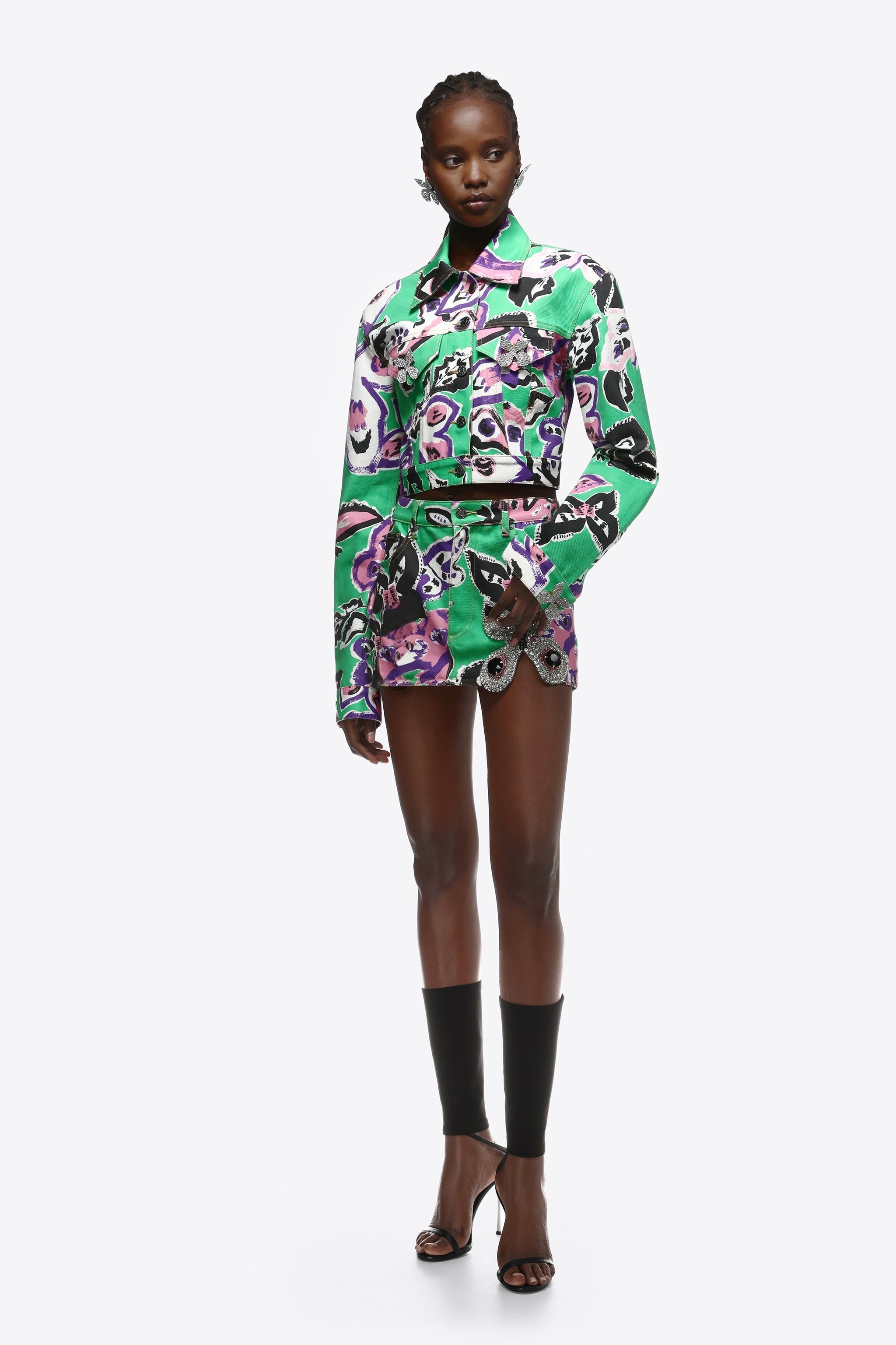 BUTTERFLY PRINTED DENIM JACKET - 3
