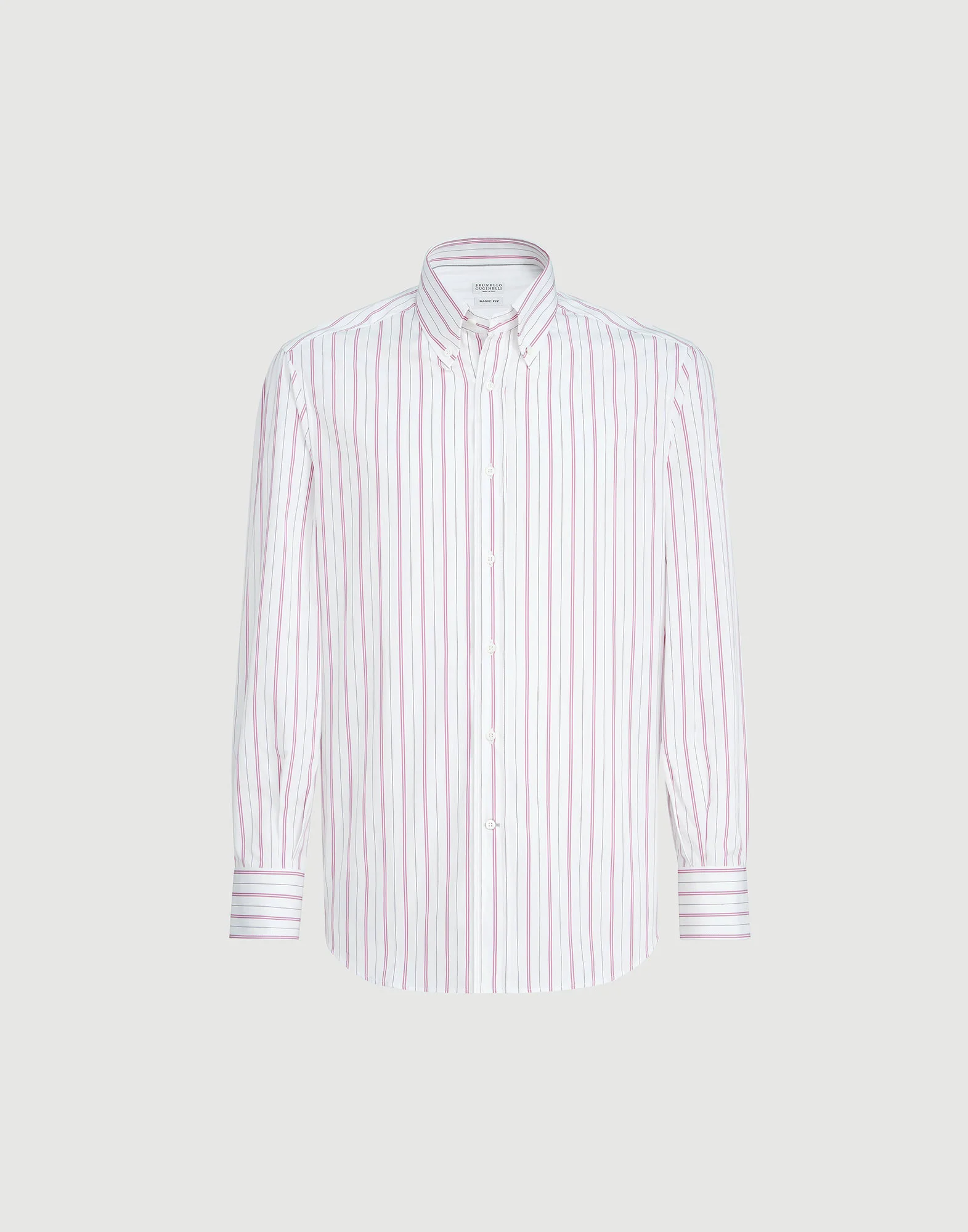Multistripe poplin basic fit shirt with button-down collar - 1