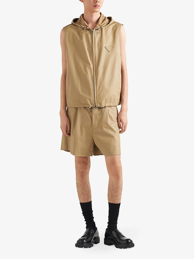 Prada Sleeveless boxy-fit leather hooded vest outlook