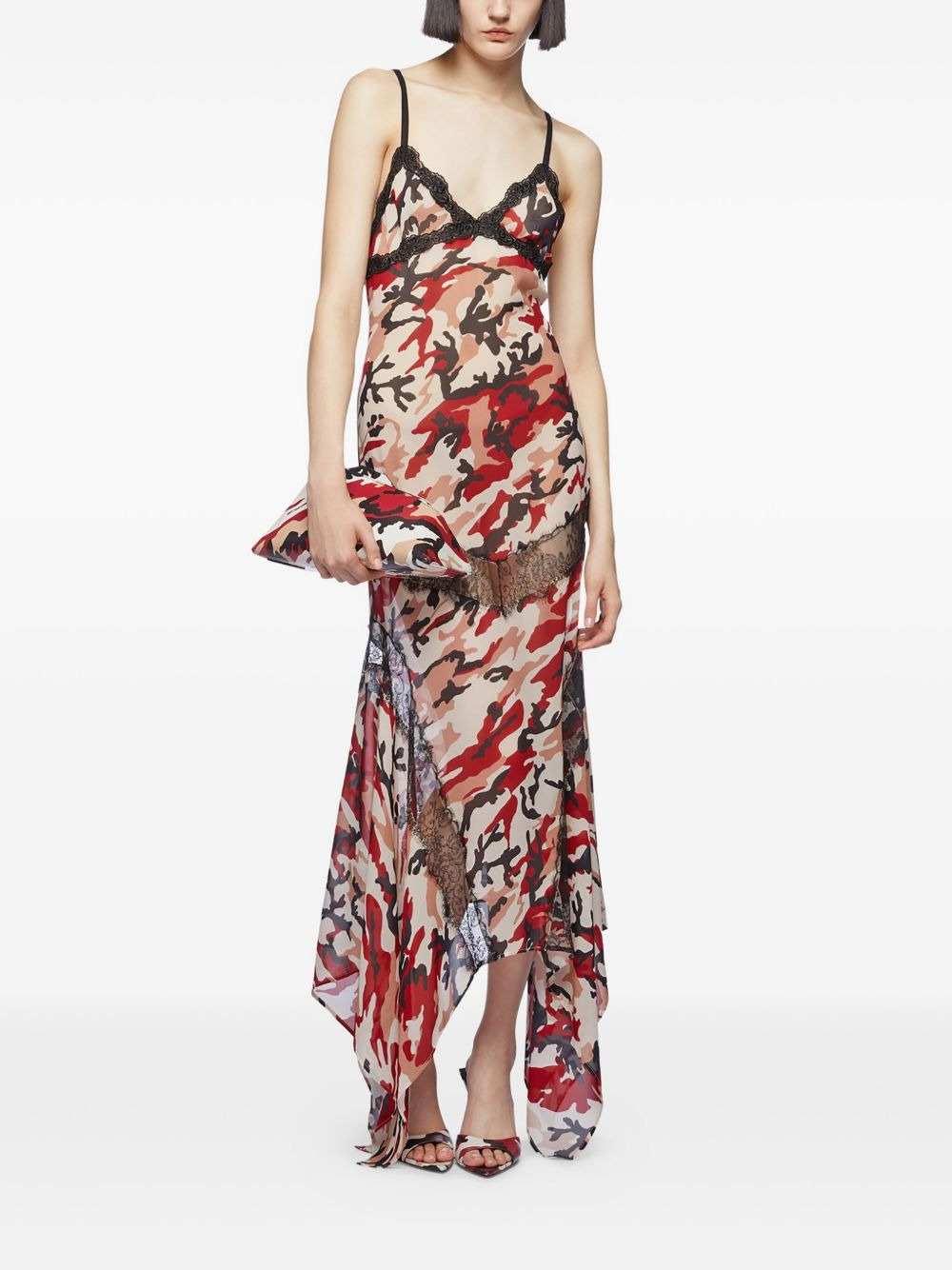 camouflage lace-insert dress - 2