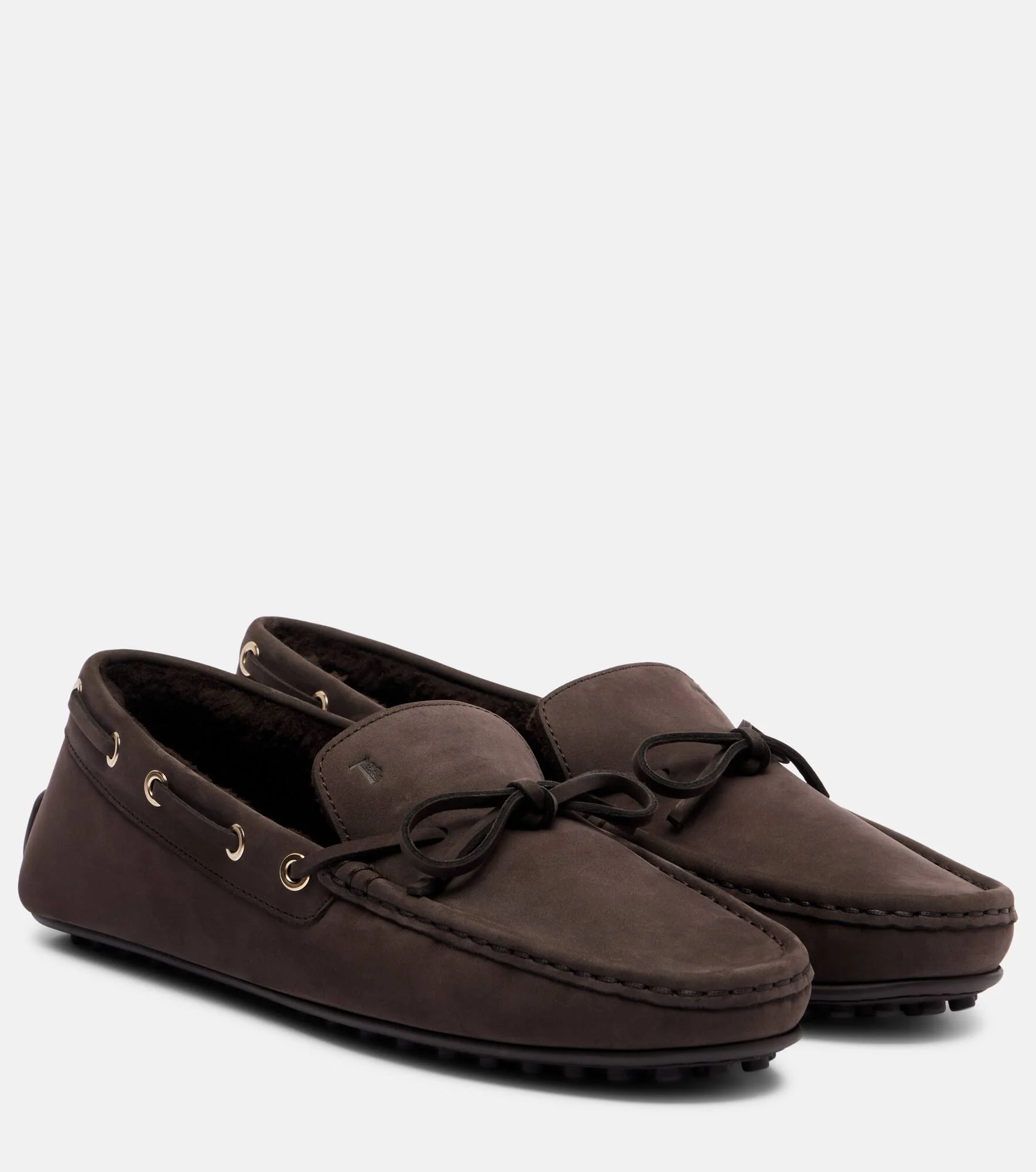 Gommino shearling-lined suede boat shoes - 1