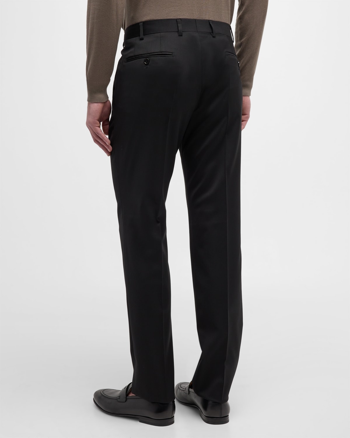 Basic Flat-Front Wool Trousers - 4