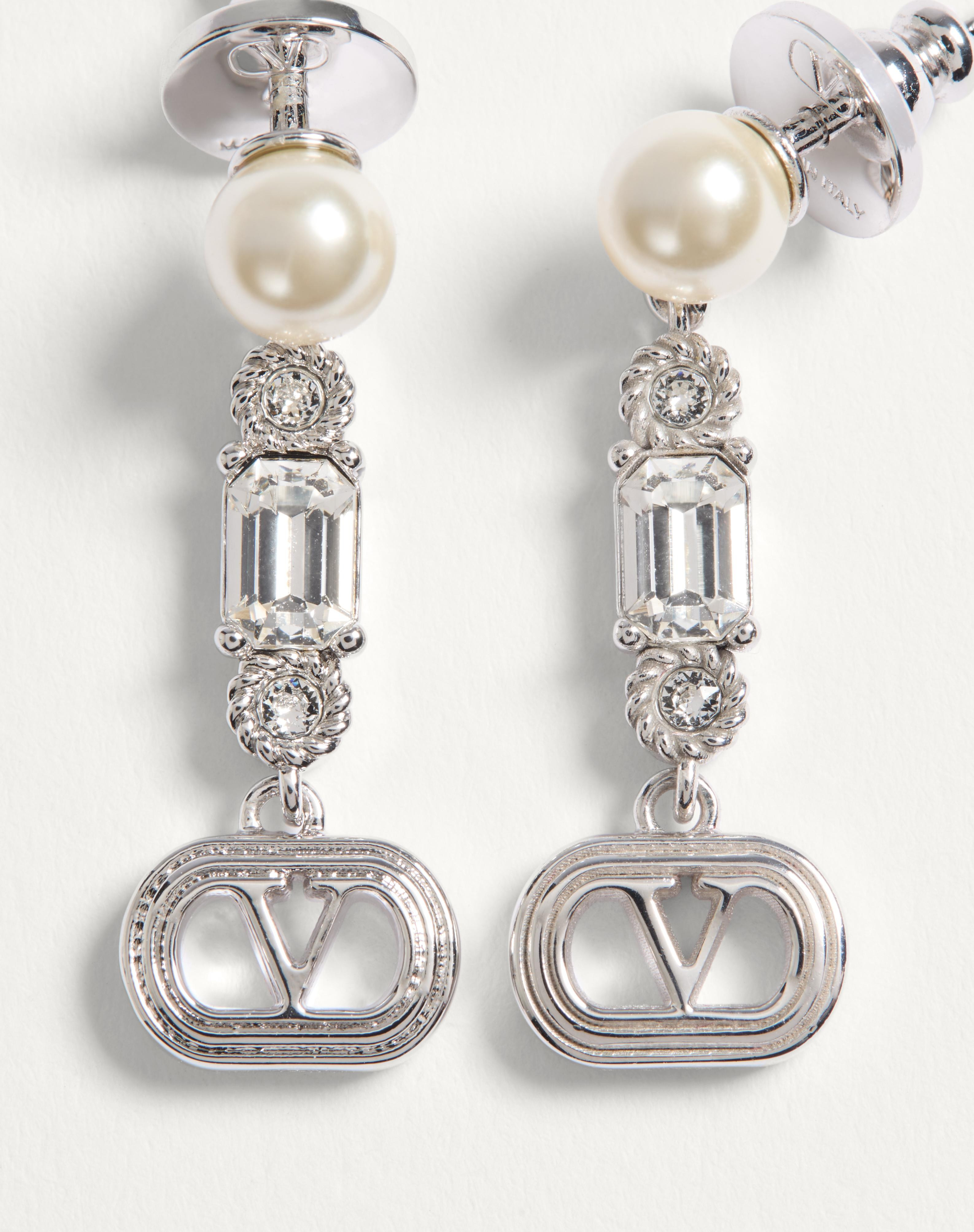 OVALETTE METAL, PEARL AND SWAROVSKI® CRYSTAL EARRINGS - 3