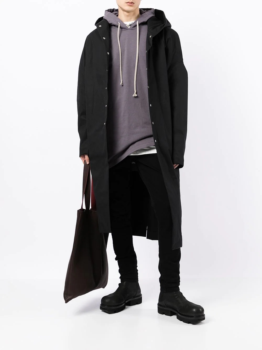 hooded button-down coat - 2