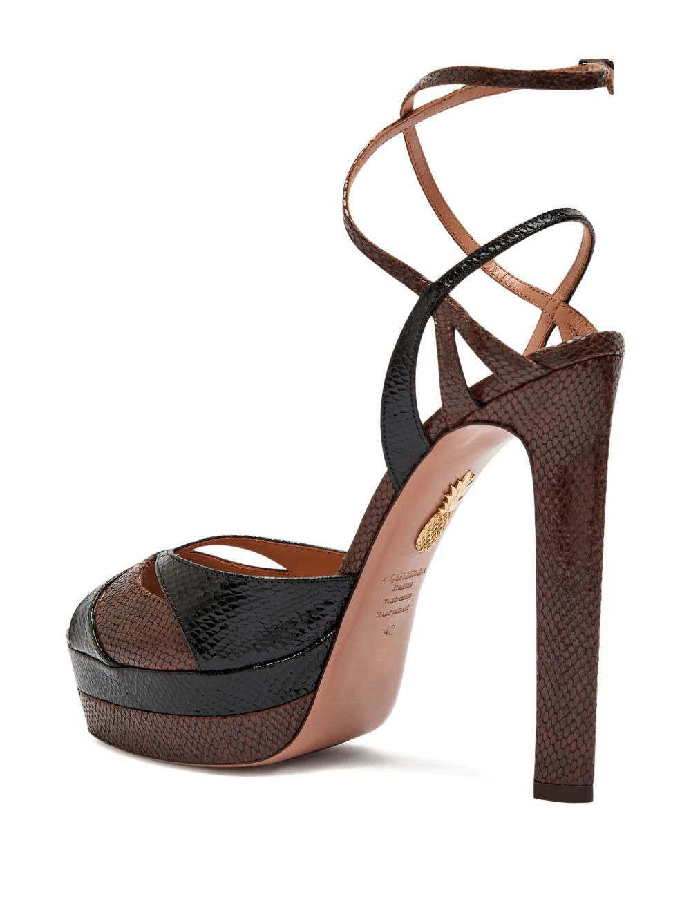 130mm Plateau snake-embossed leather sandals - 2