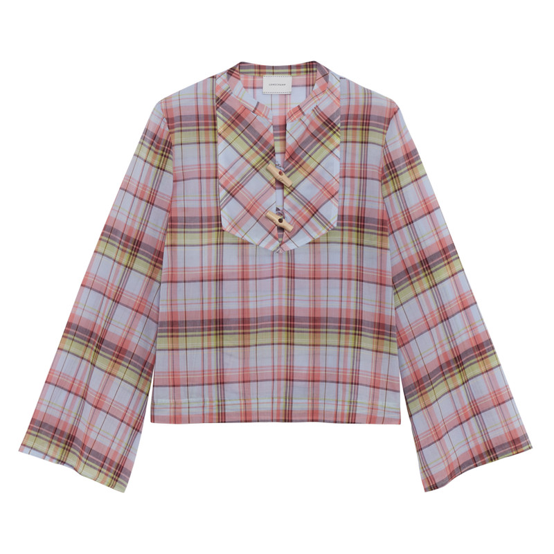 Longchamp Shirt Sky Blue - Plaid cotton voile outlook