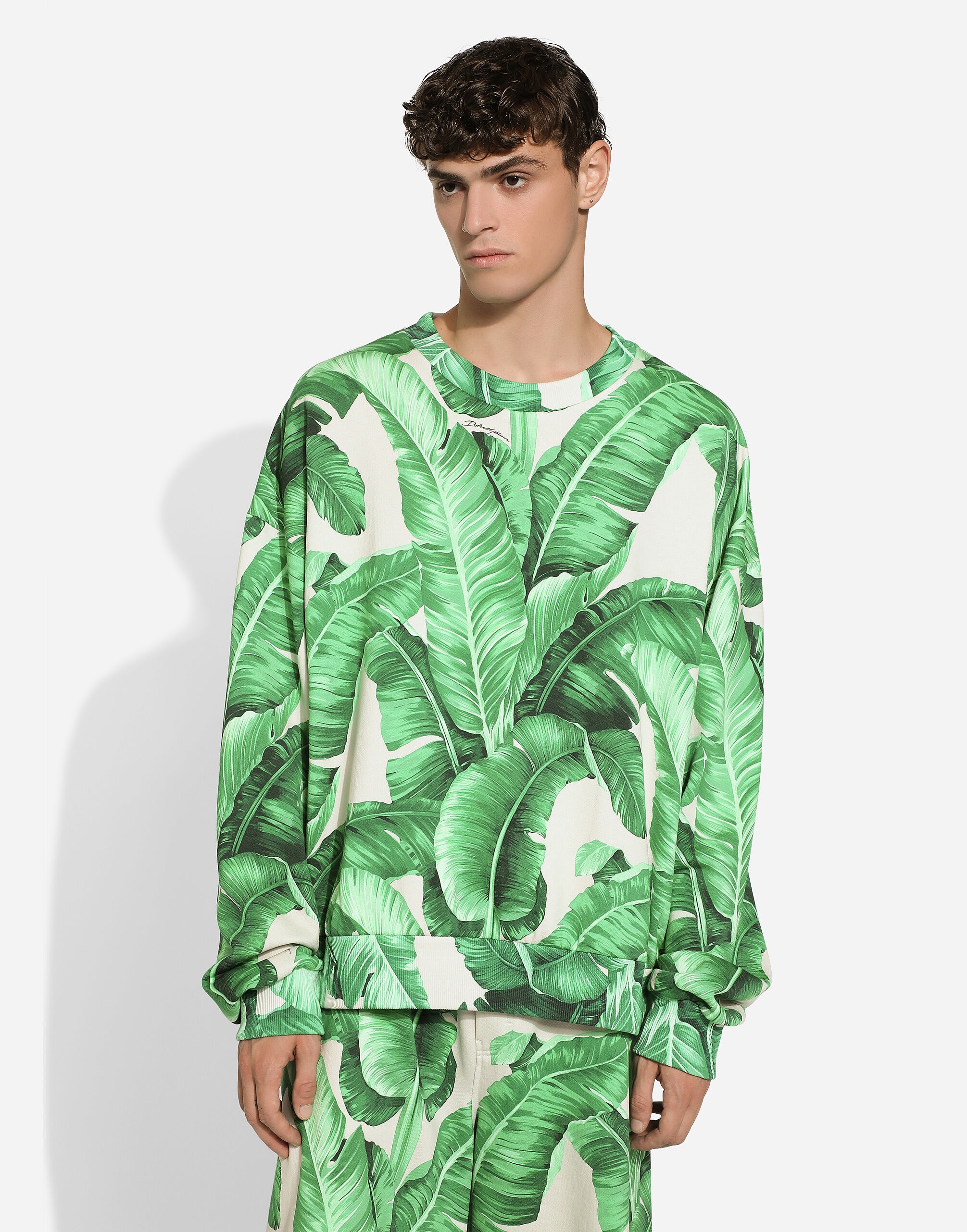 Round-neck sweatshirt with banana tree print - 4