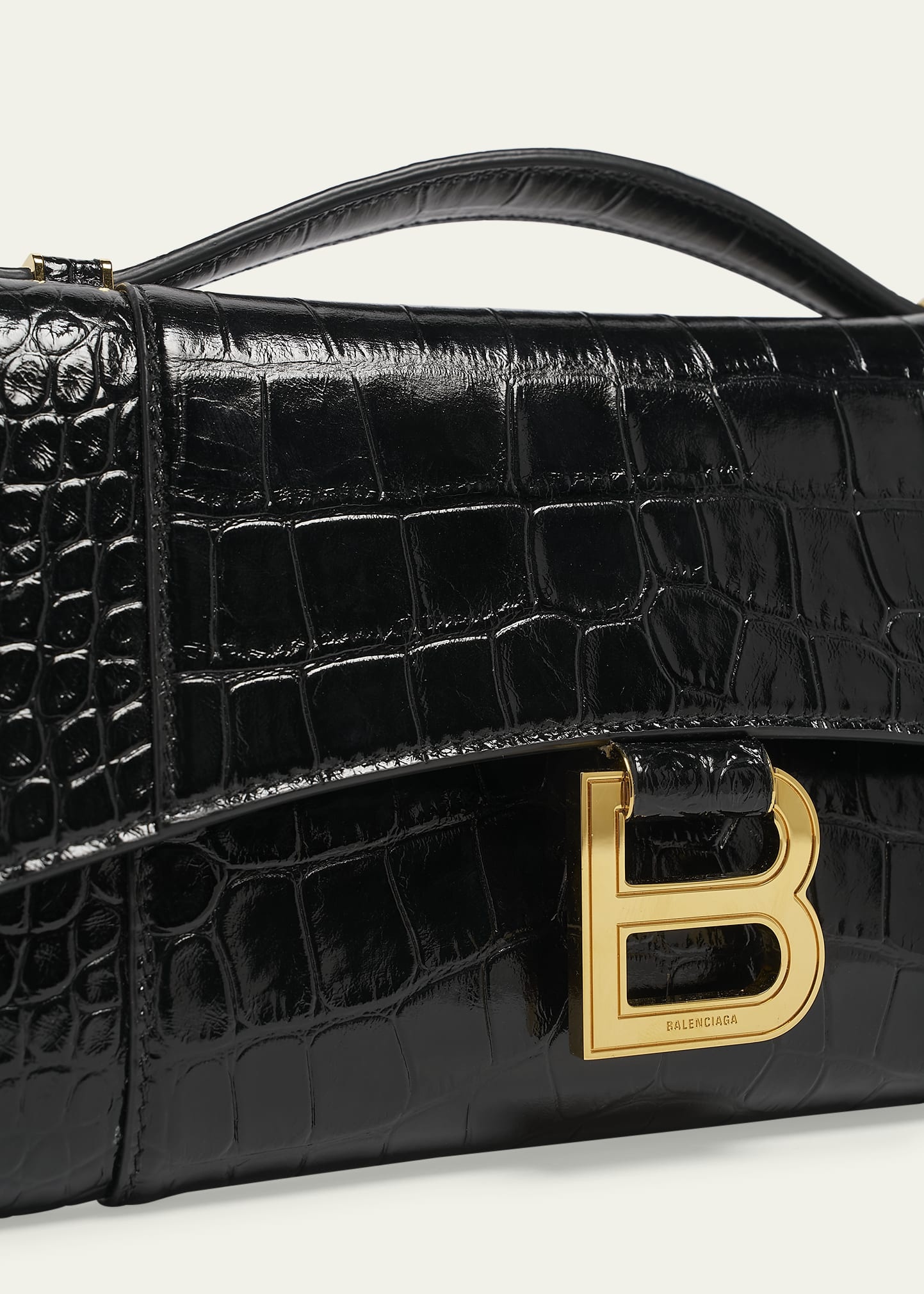 Hourglass Croc-Embossed Leather Top-Handle Bag - 5