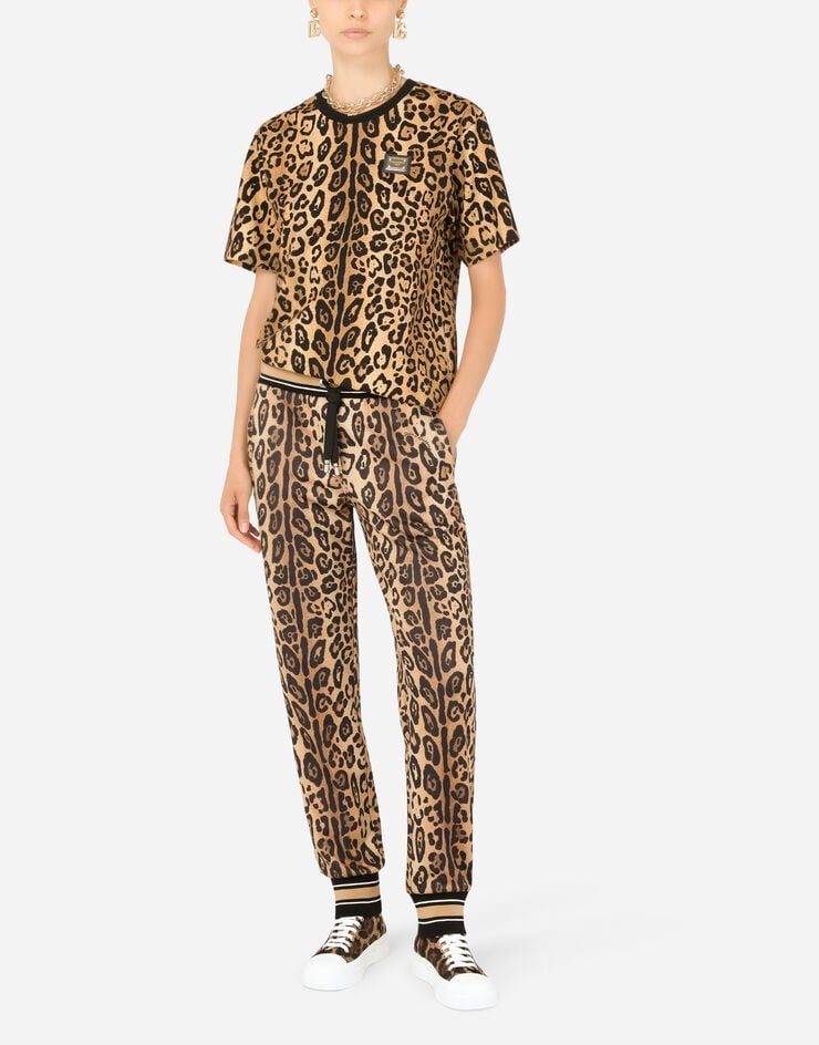 Short-sleeved leopard-print jersey T-shirt - 6