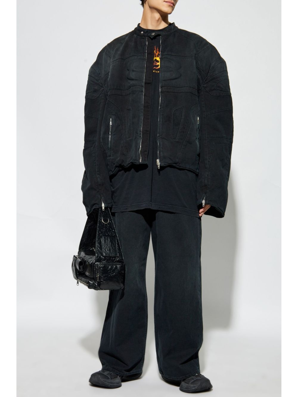 embossed logo denim jacket - 2