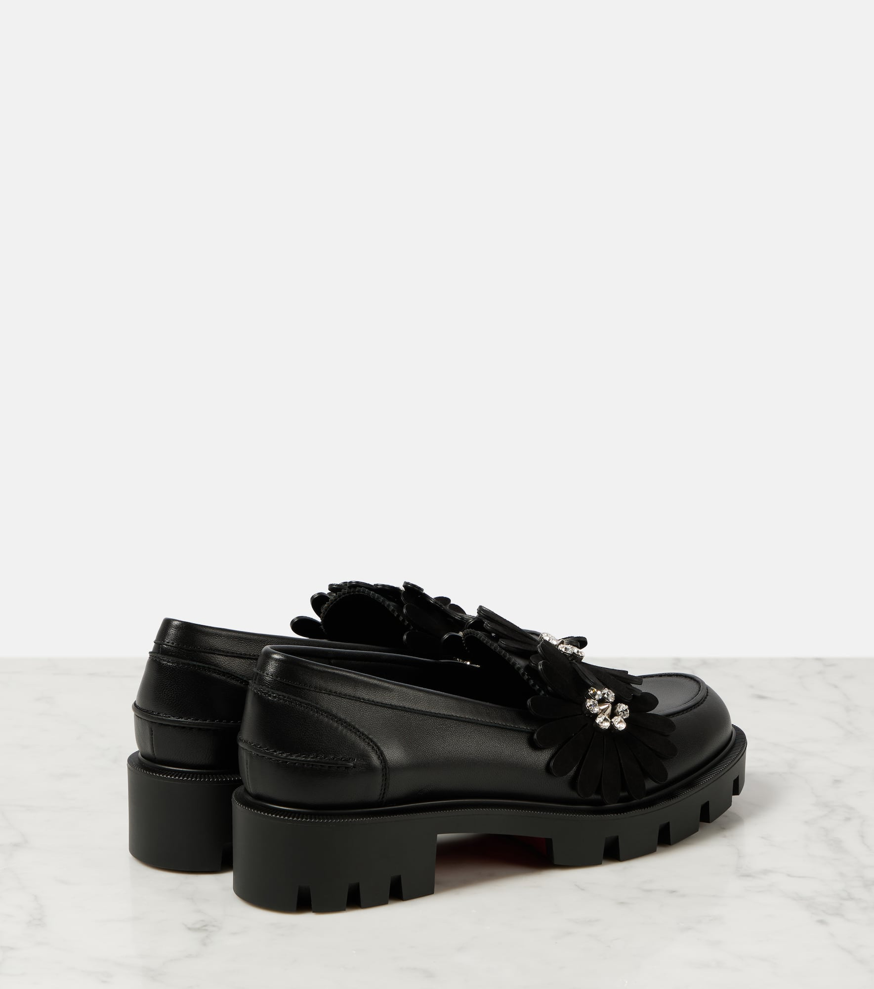 Flora Moc embellished leather loafers - 3