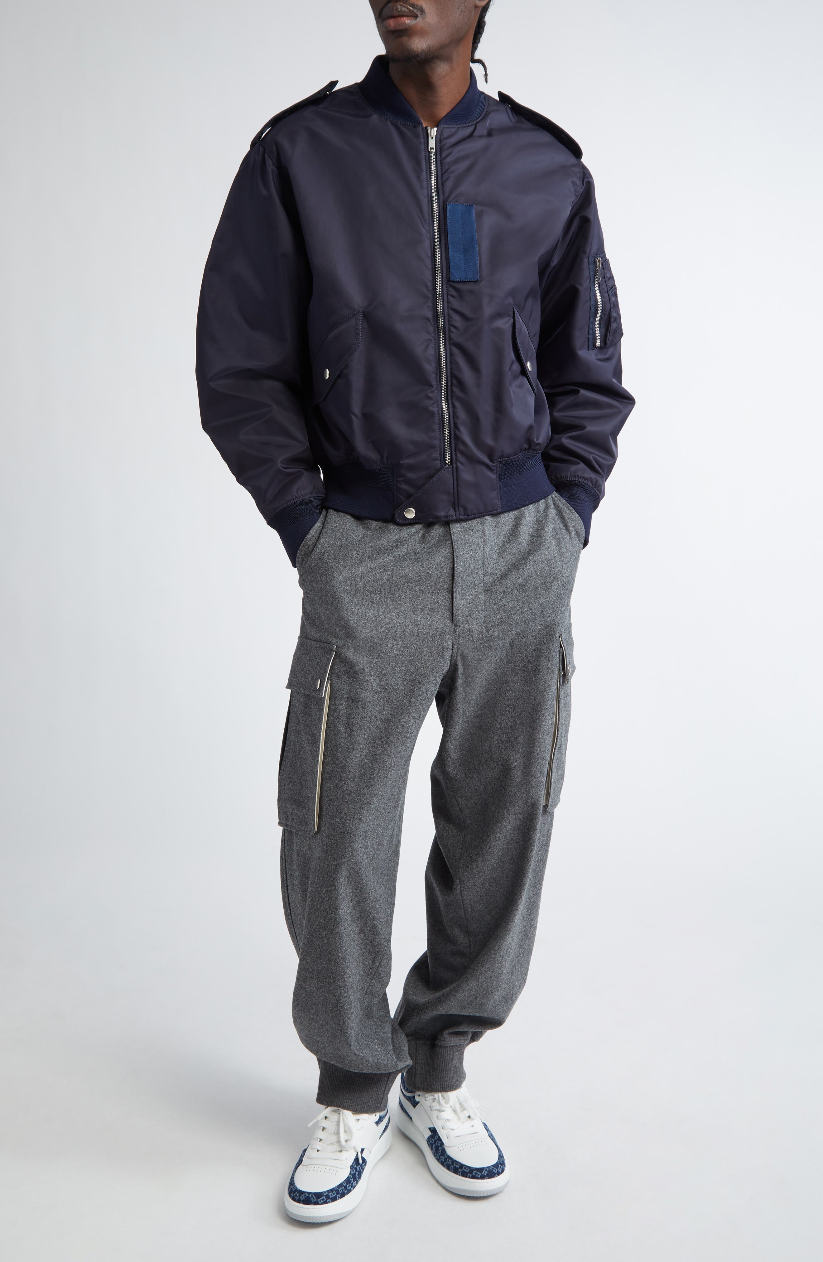 Givenchy Logo Medallion Bomber Jacket in Navy at Nordstrom - 2