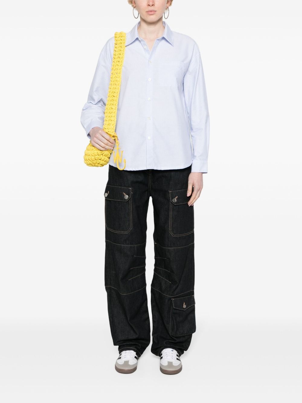 logo-embroidered striped shirt - 2