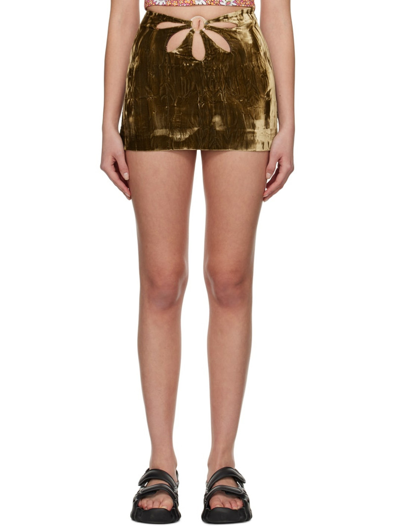 Khaki Flower Miniskirt - 1