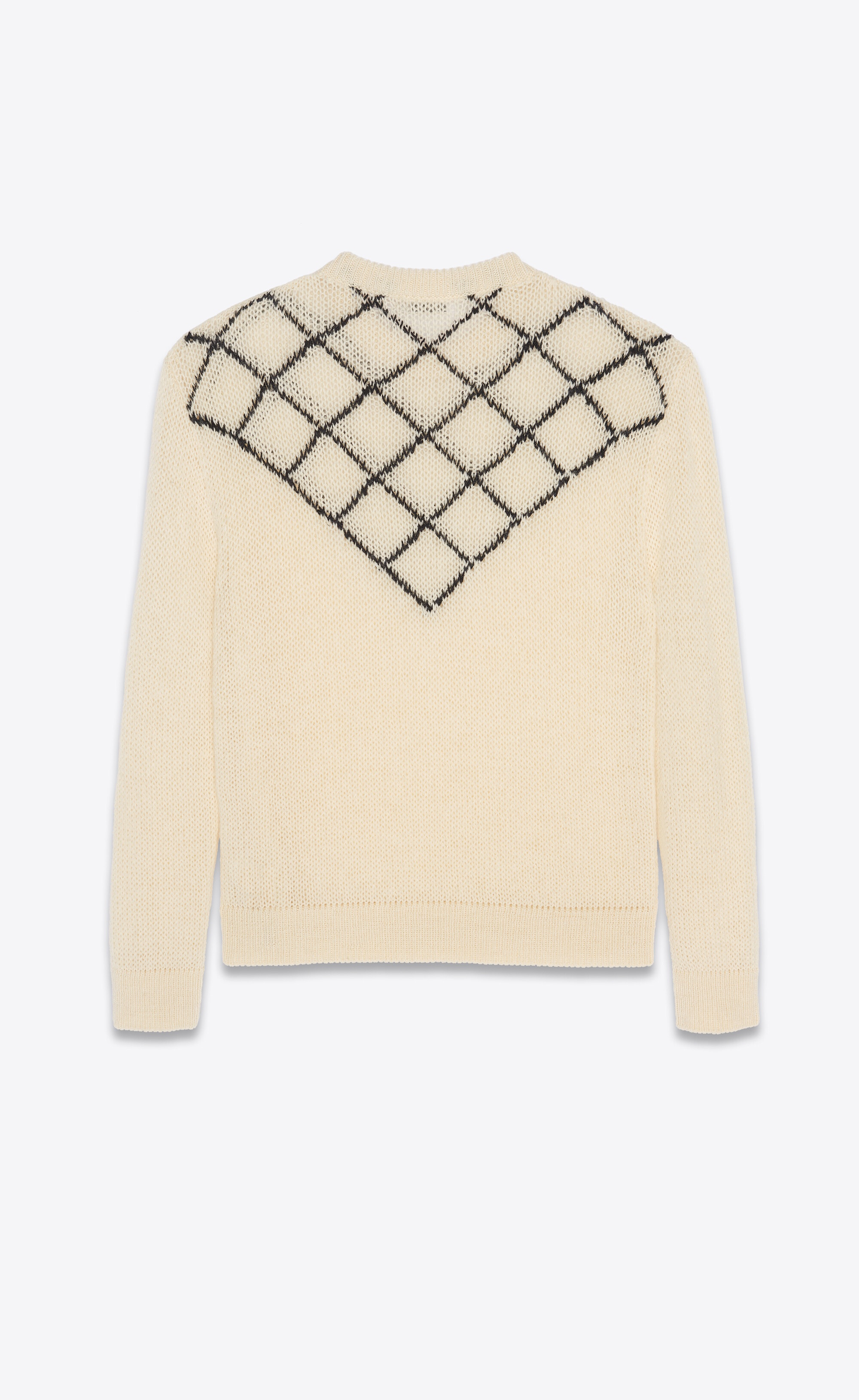 sweater with diamond-patterned bib - 2