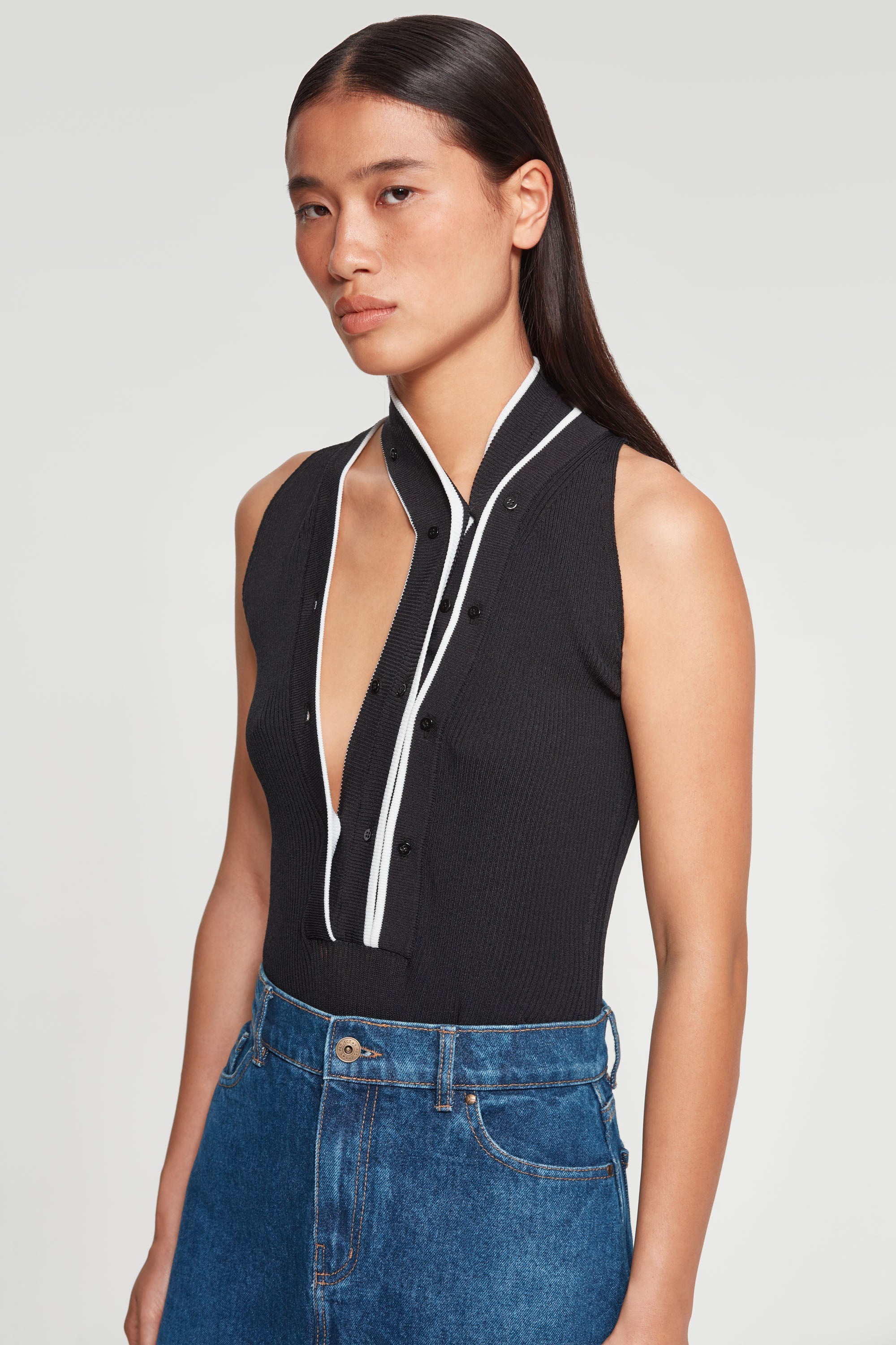 Triple Neck Knit Bodysuit - 4