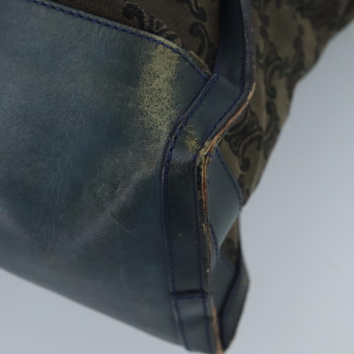 CELINE Paris Macadam Canvas Tote Bag Brown Navy Gold - 16