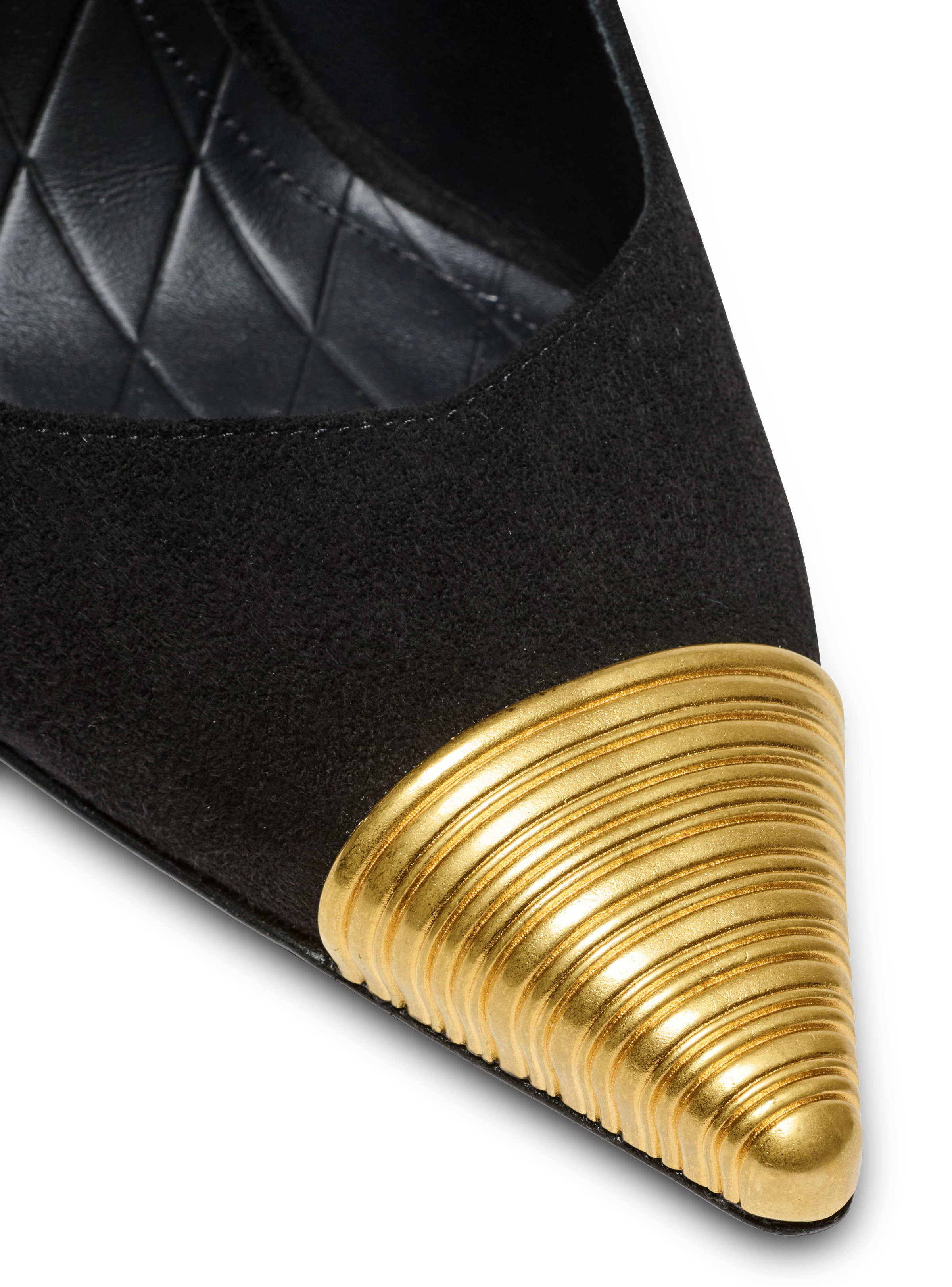 Lipstick pumps in suede leather and brass - 7