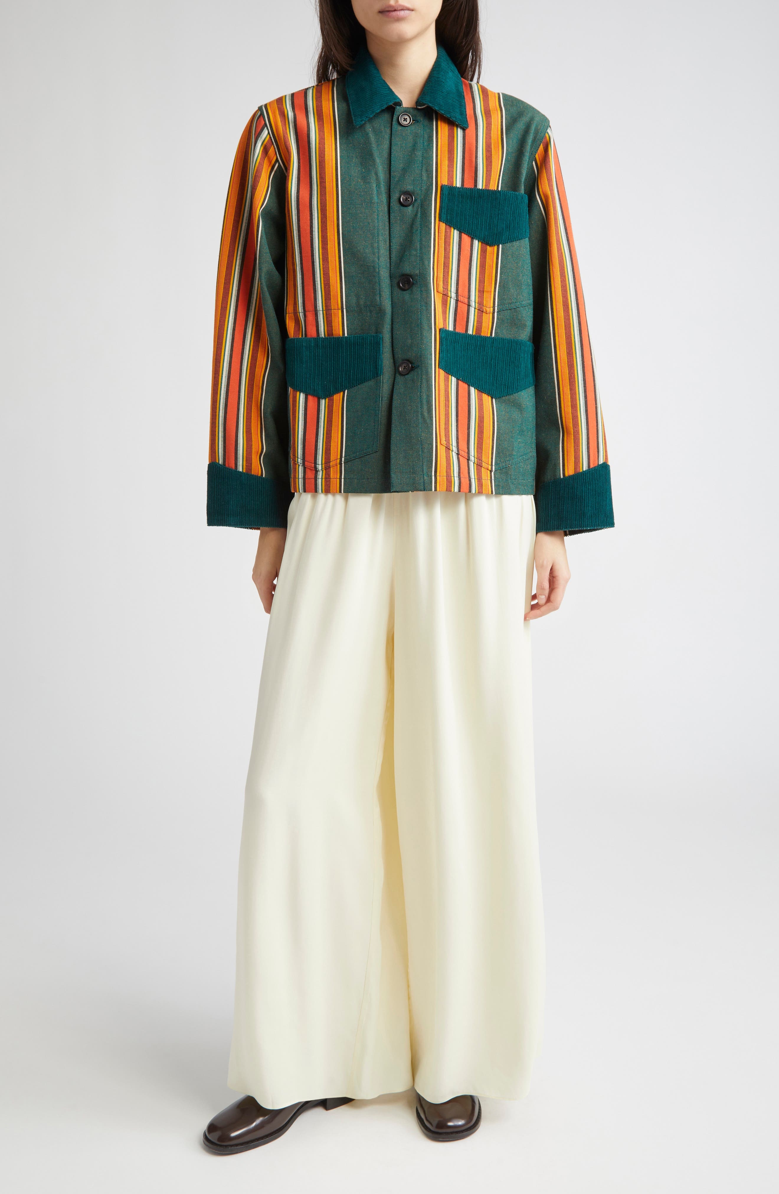 Bode Parakeet Stripe Craft Jacket in Green Multi at Nordstrom - 2