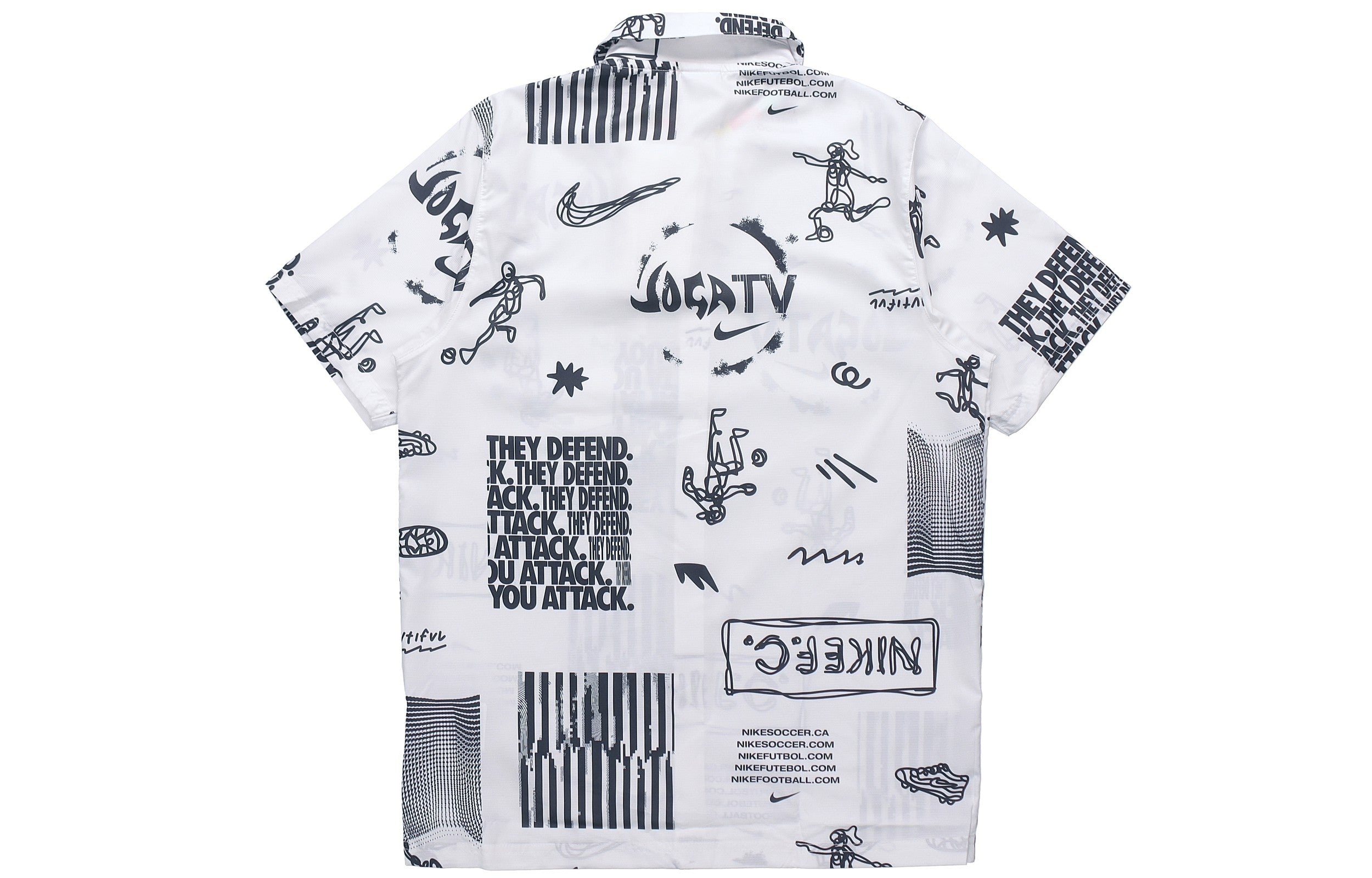 Nike Woven Soccer/Football Athleisure Casual Sports Printing lapel Shirt White DA1474-100 - 2