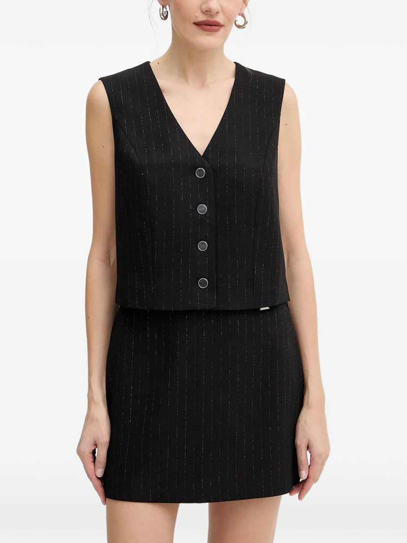 button pinstripe top 1
