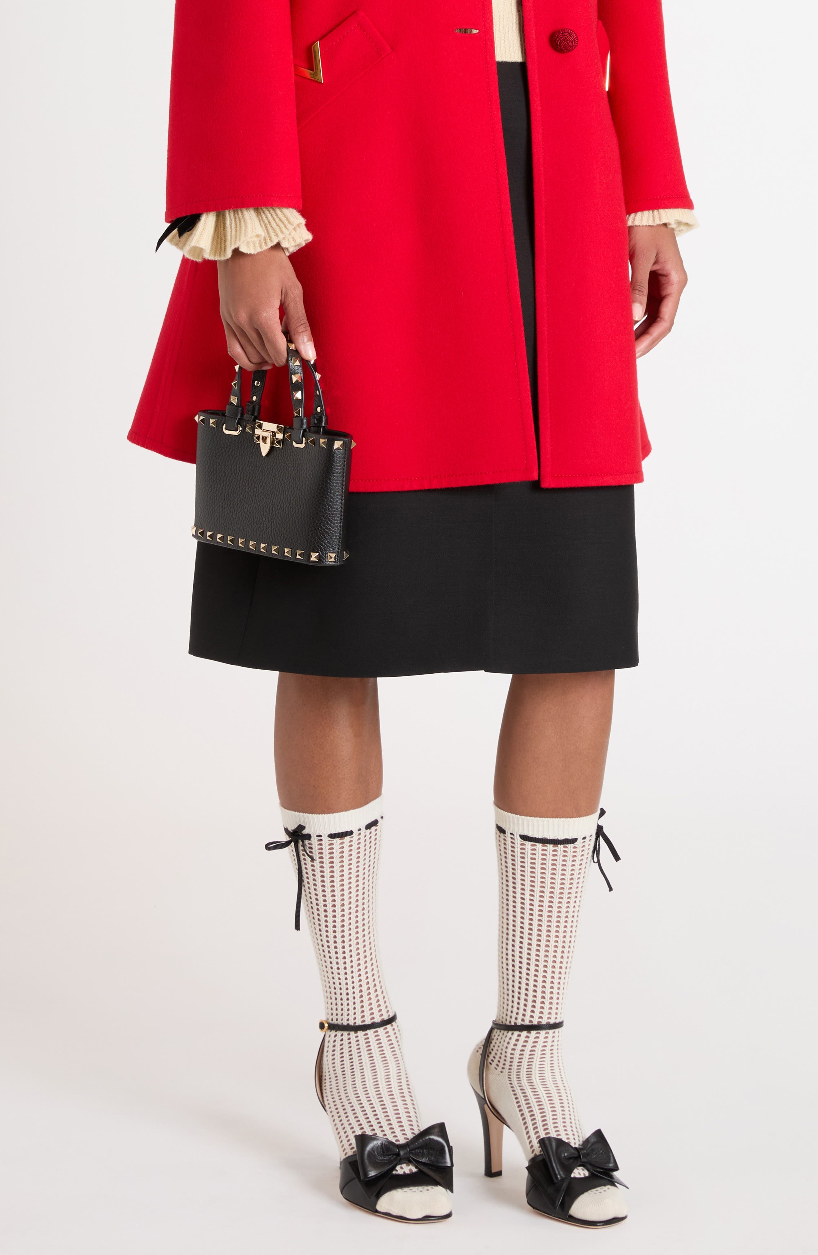 Valentino Garavani Mini Rockstud Leather Top Handle Bag in Nero at Nordstrom - 3
