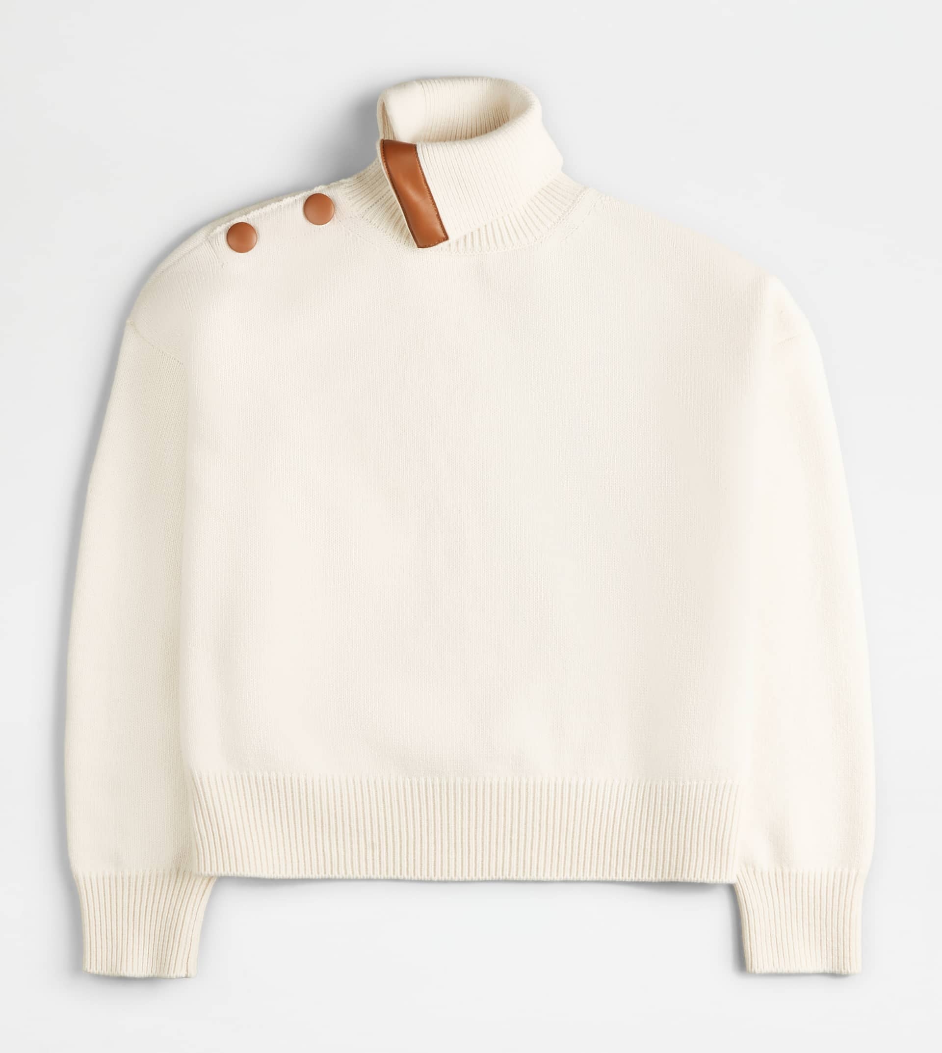 TURTLENECK IN WOOL AND CASHMERE - OFF WHITE - 1
