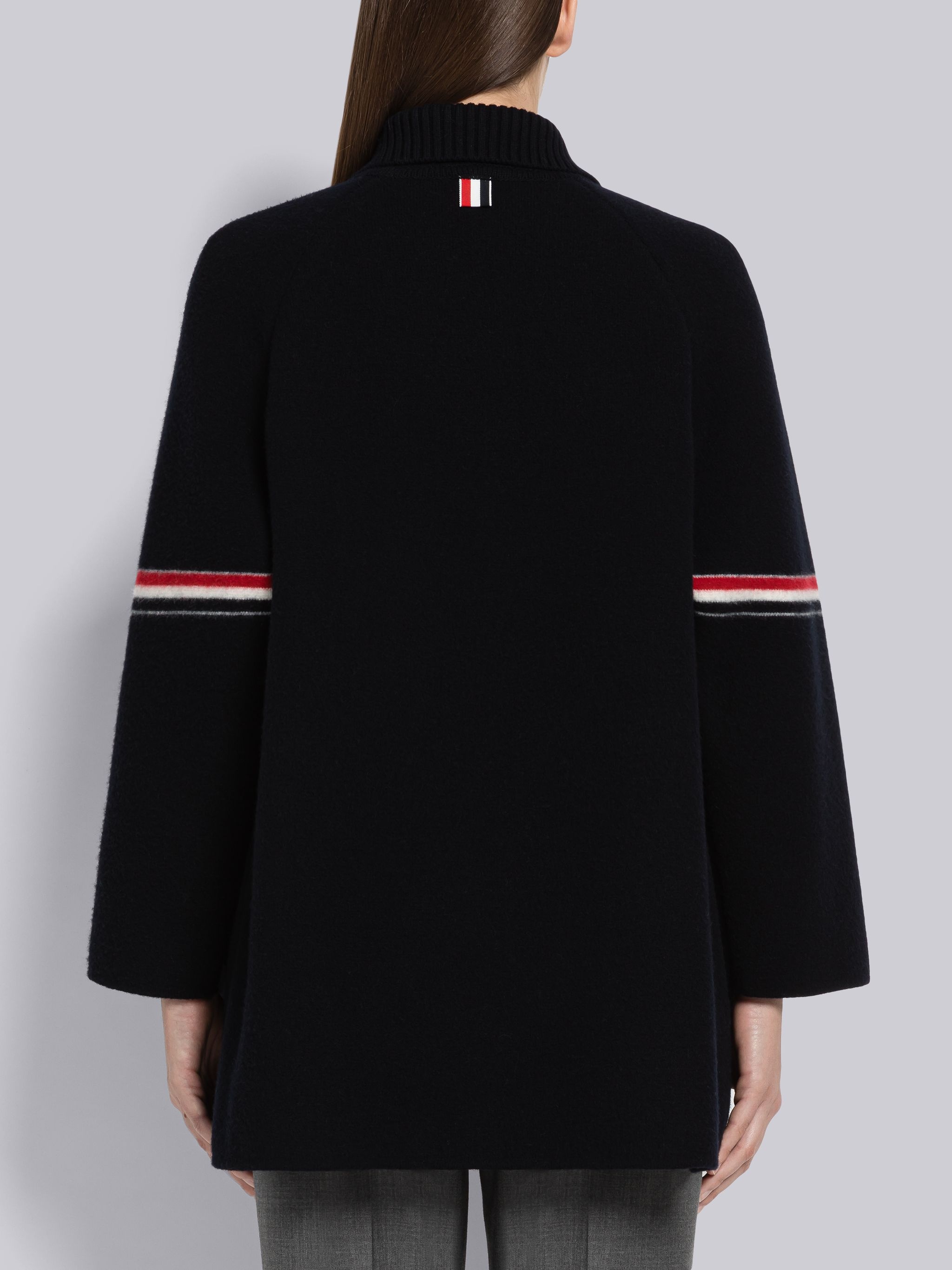 Milano Boiled Wool Cropped Armband Car Coat - 3