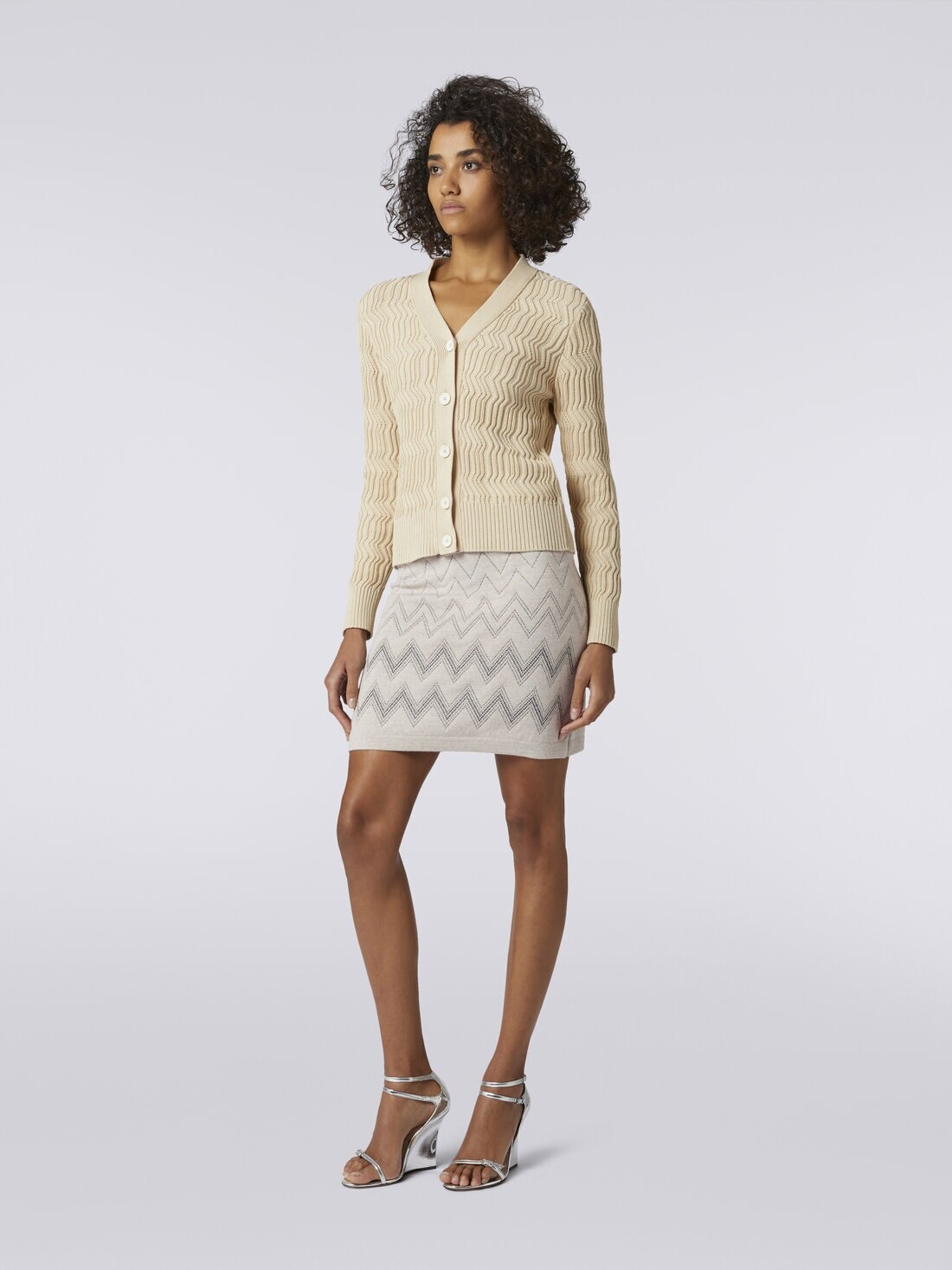Wool and viscose miniskirt with zigzag pattern and lurex - 3