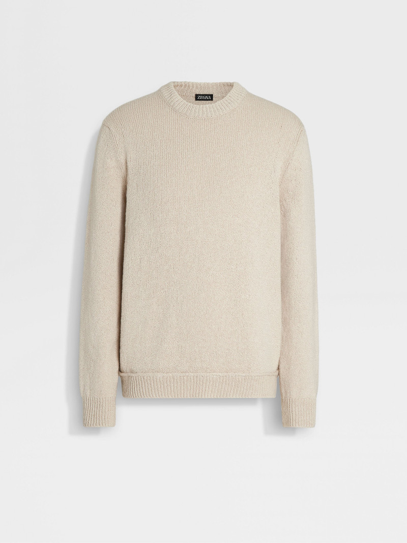 LIGHT BEIGE COTTON AND SILK CREWNECK 1