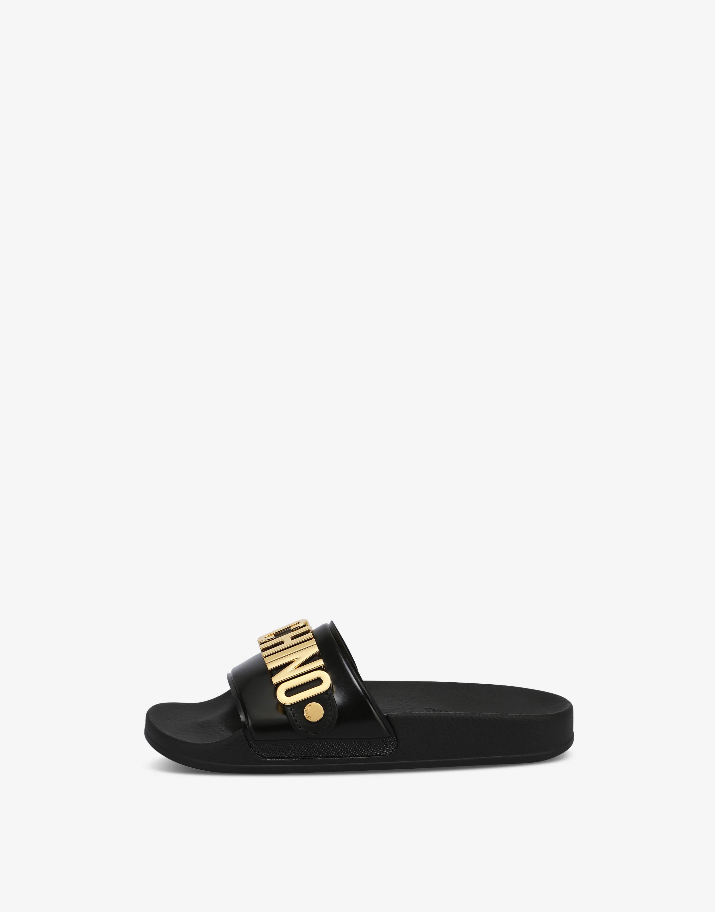 PVC SLIDE SANDALS WITH LETTERING LOGO - 1