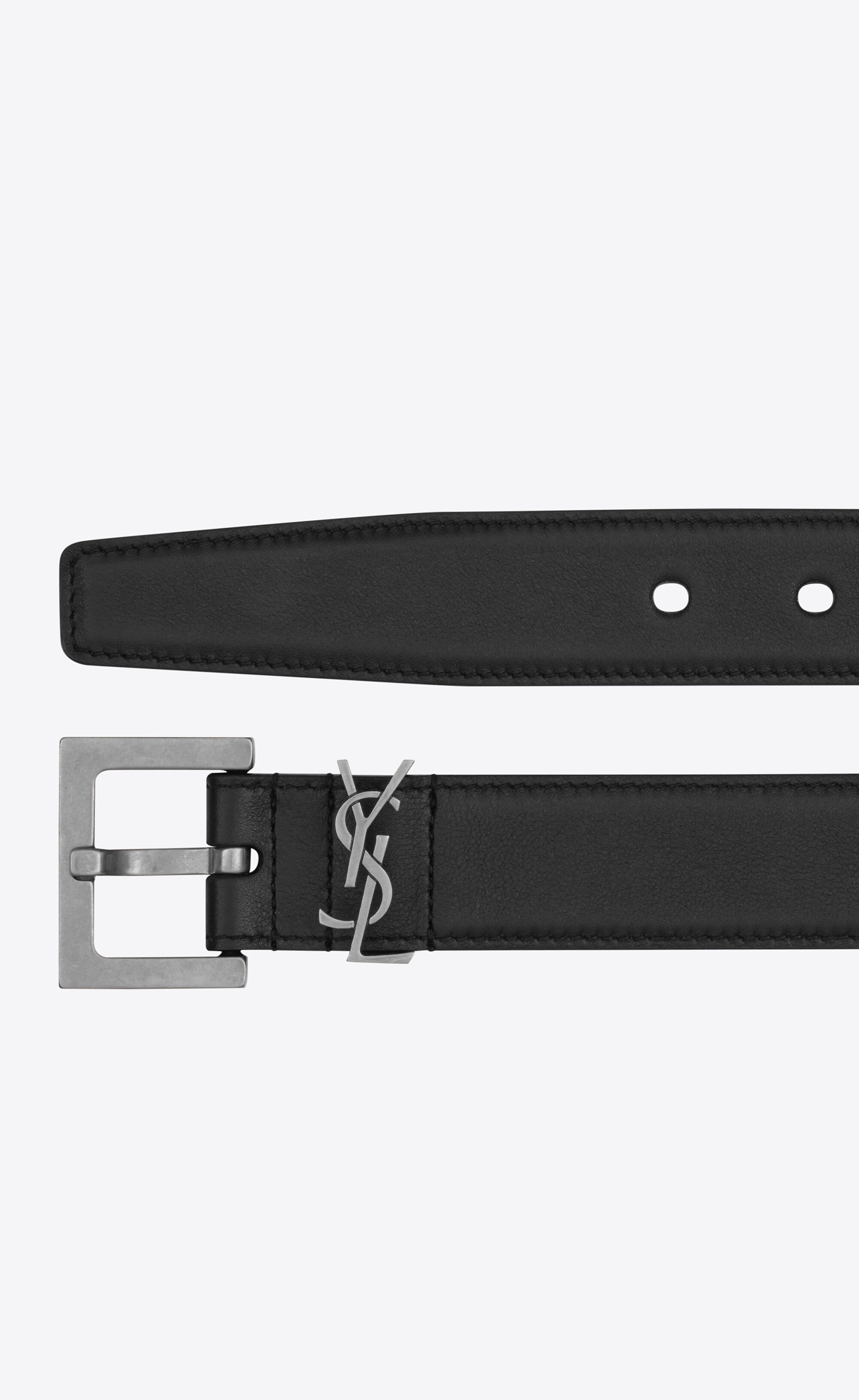 monogram belt with square buckle in smooth leather - 2
