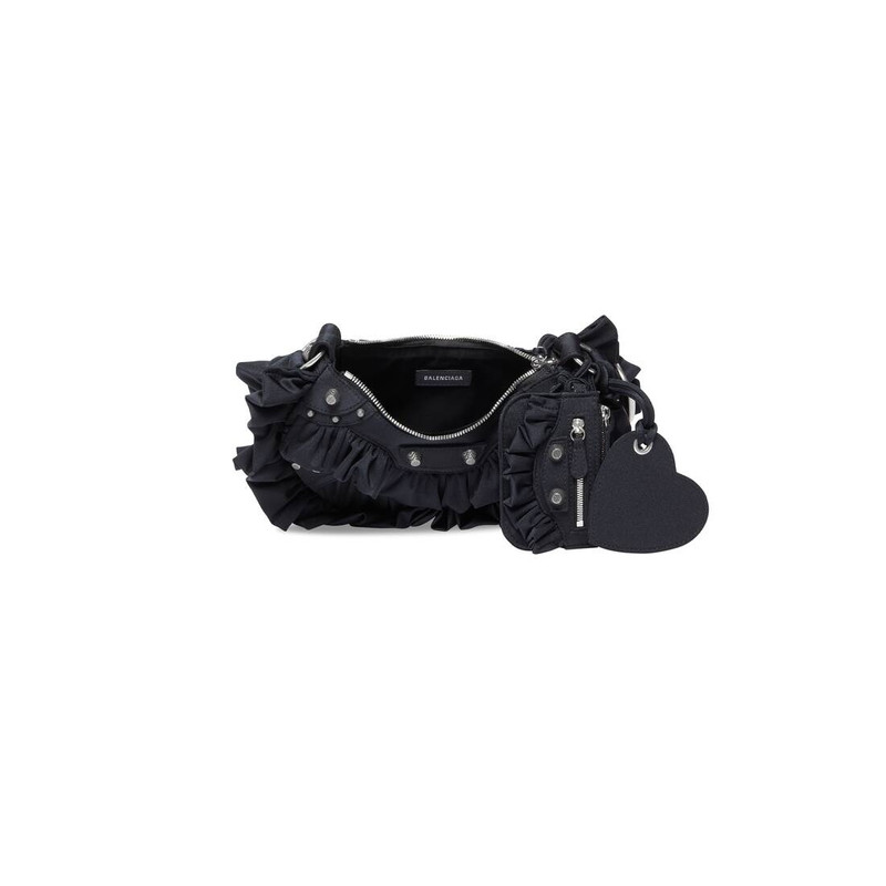Women's Le Cagole Xs Shoulder Bag With Ruffles  in Black 8