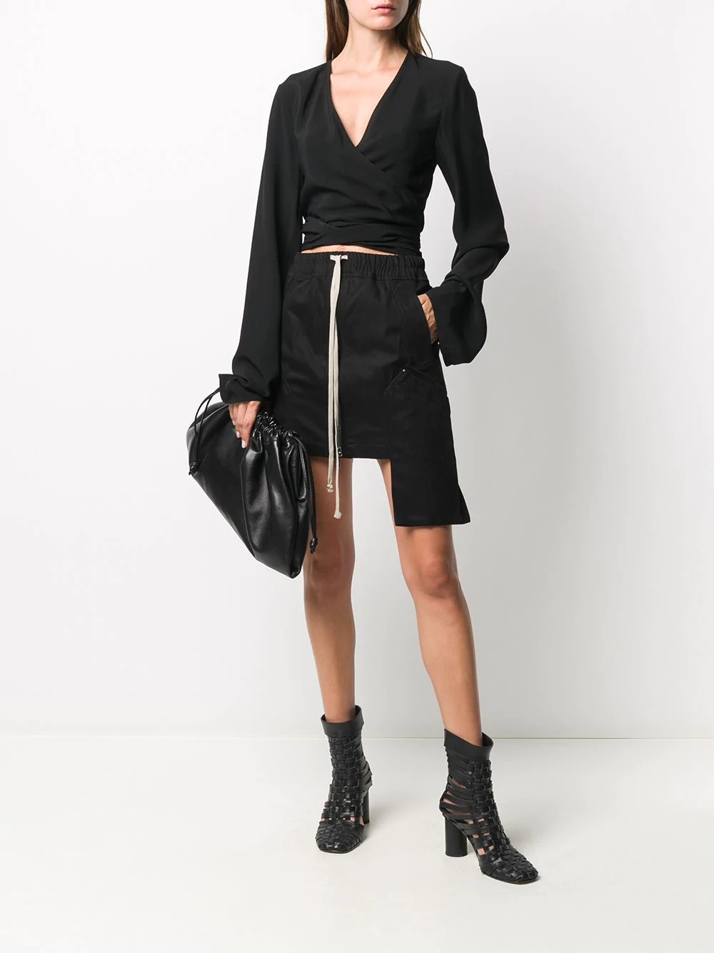 asymmetric drawstring-waist skirt - 2