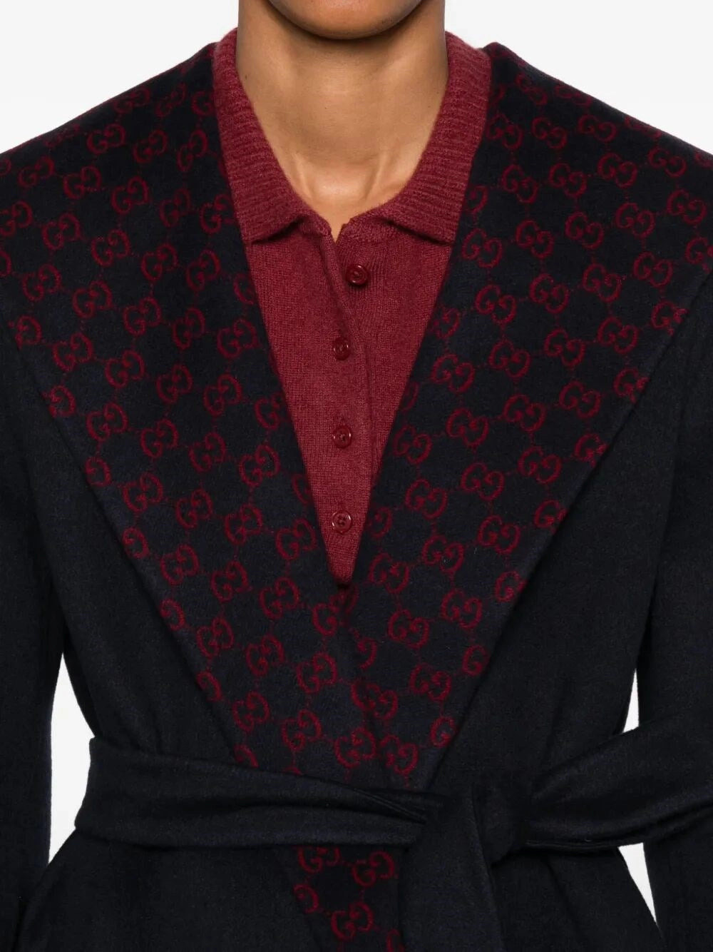 Gucci Women Reversible `Gg` Silk Wool Blend Coat - 3