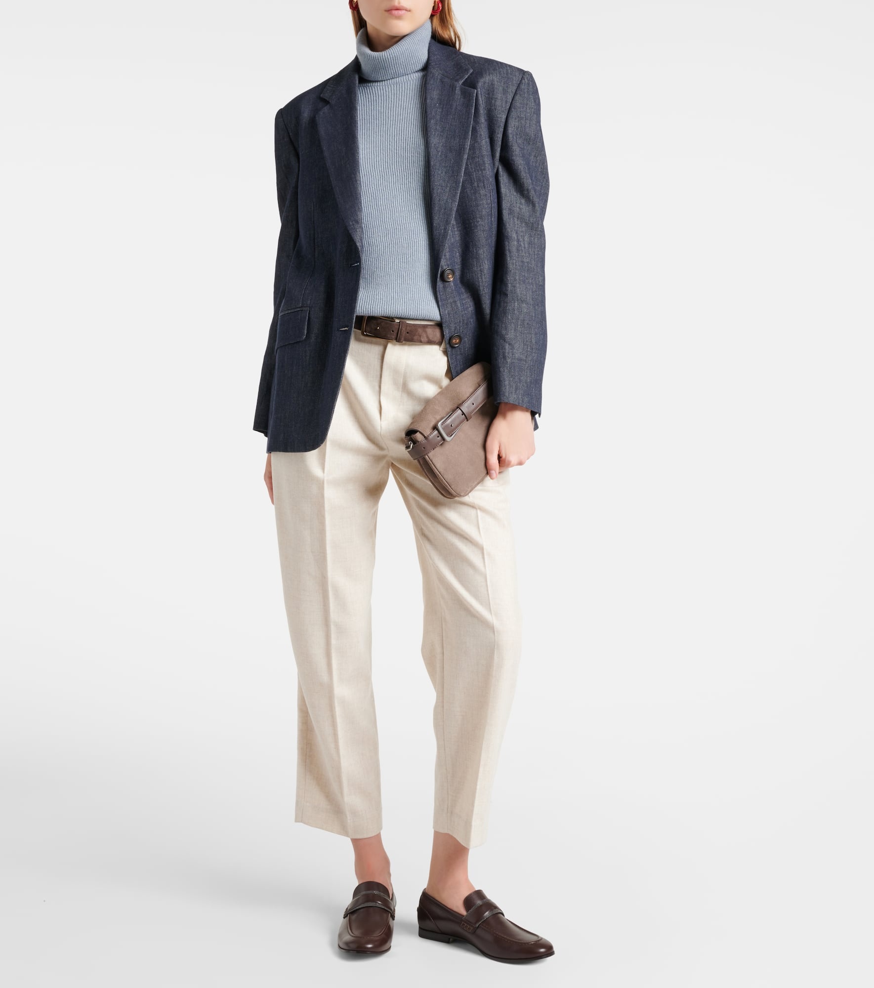 Pleated cotton straight pants - 2
