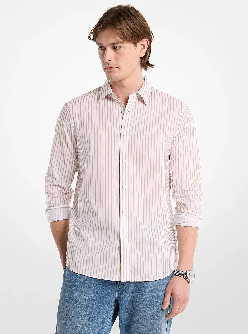 Striped Cotton Blend Shirt - 1