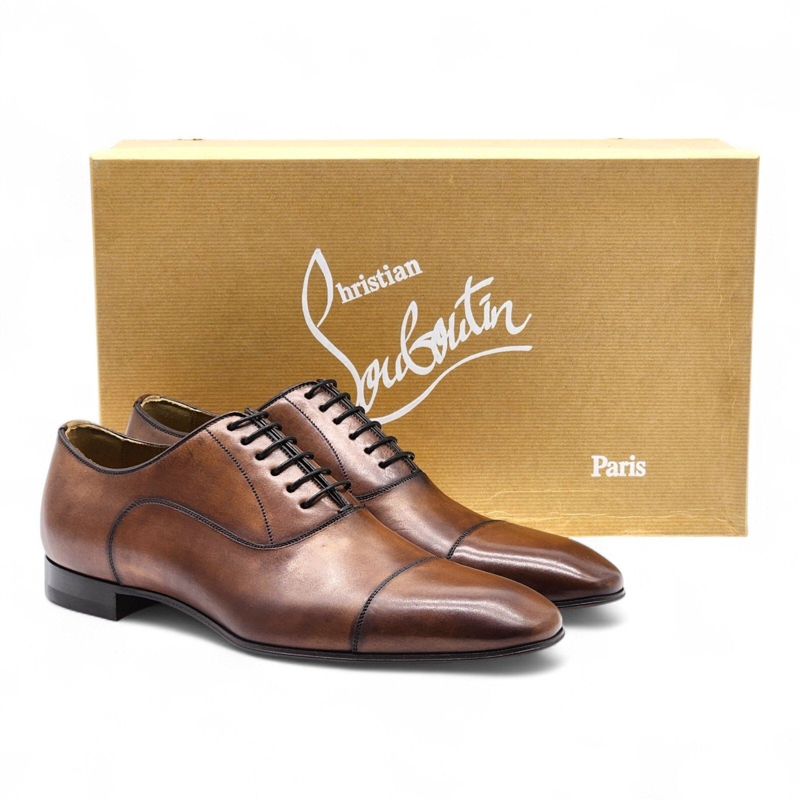 Christian Louboutin Greggo Leather Oxford Shoes Brown EU 40.5 US 7.5 - 10
