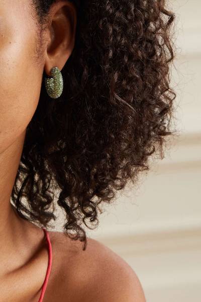 Amina Muaddi Cameron silver-tone crystal hoop earrings outlook