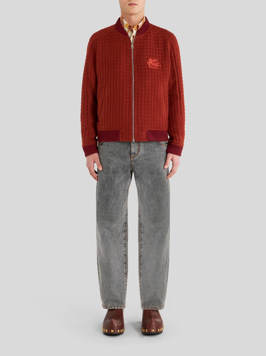 BOMBER JACKET WITH INTARSIA AND LOGO - 3