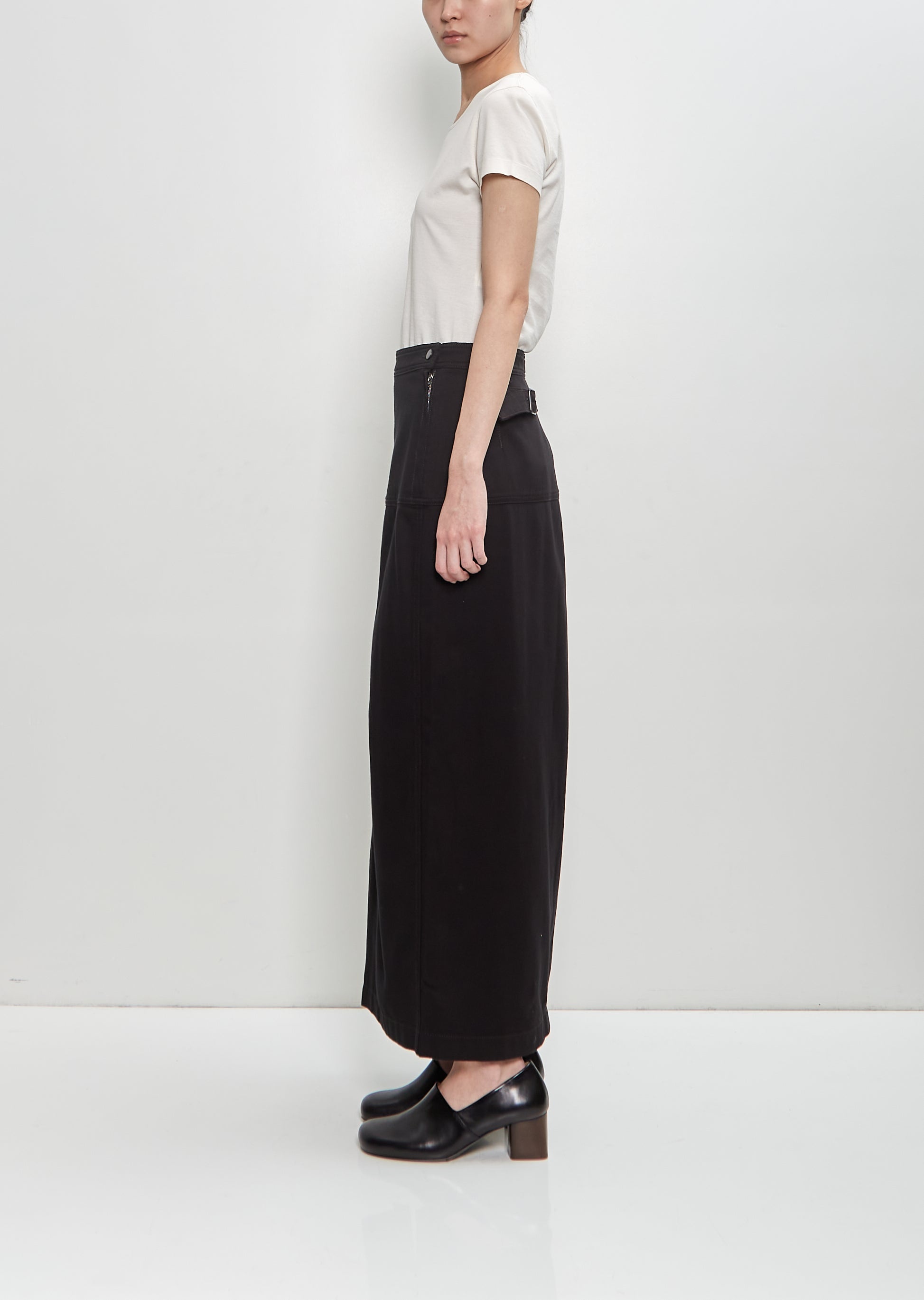 Cotton Denim Slit Skirt - 3