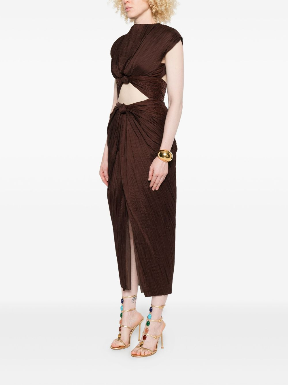 Inaya plissé knot-detail midi dress - 3