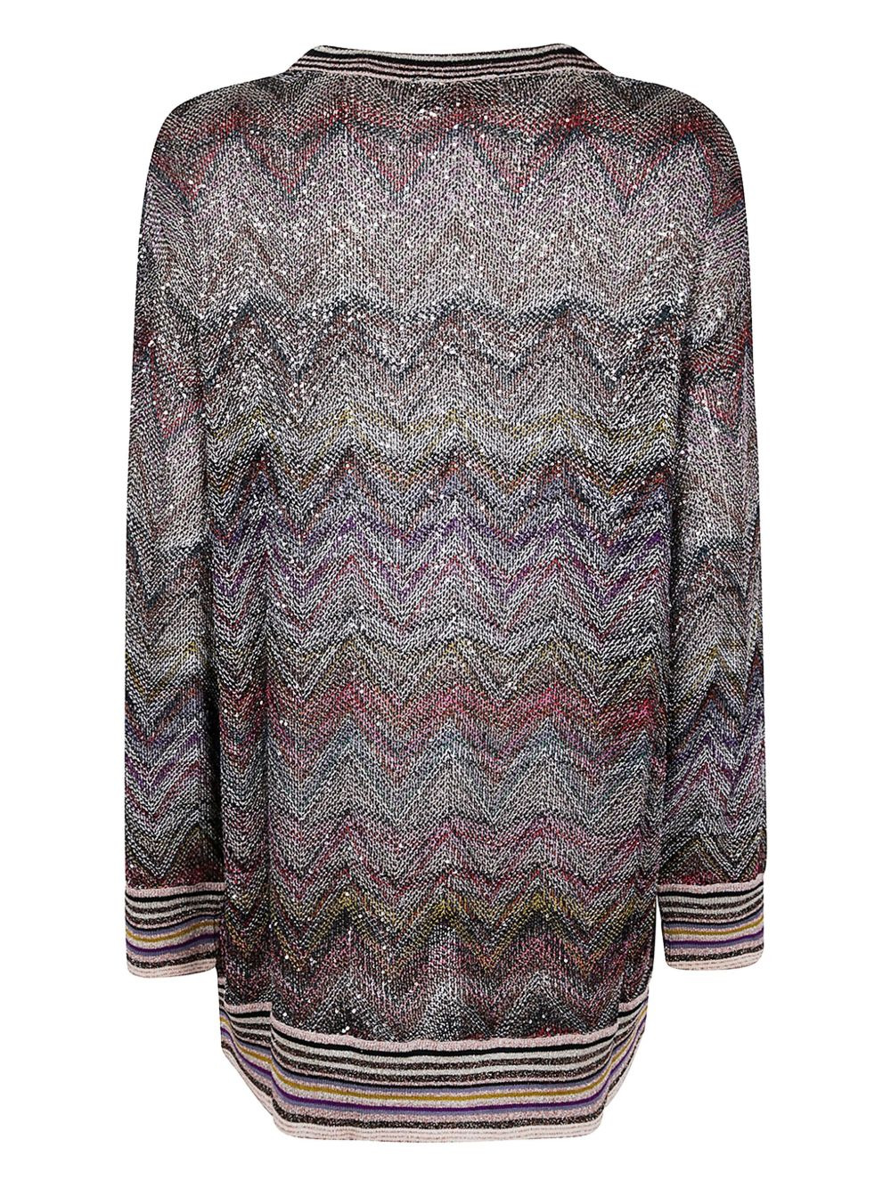 sequin-chevron cardigan - 2