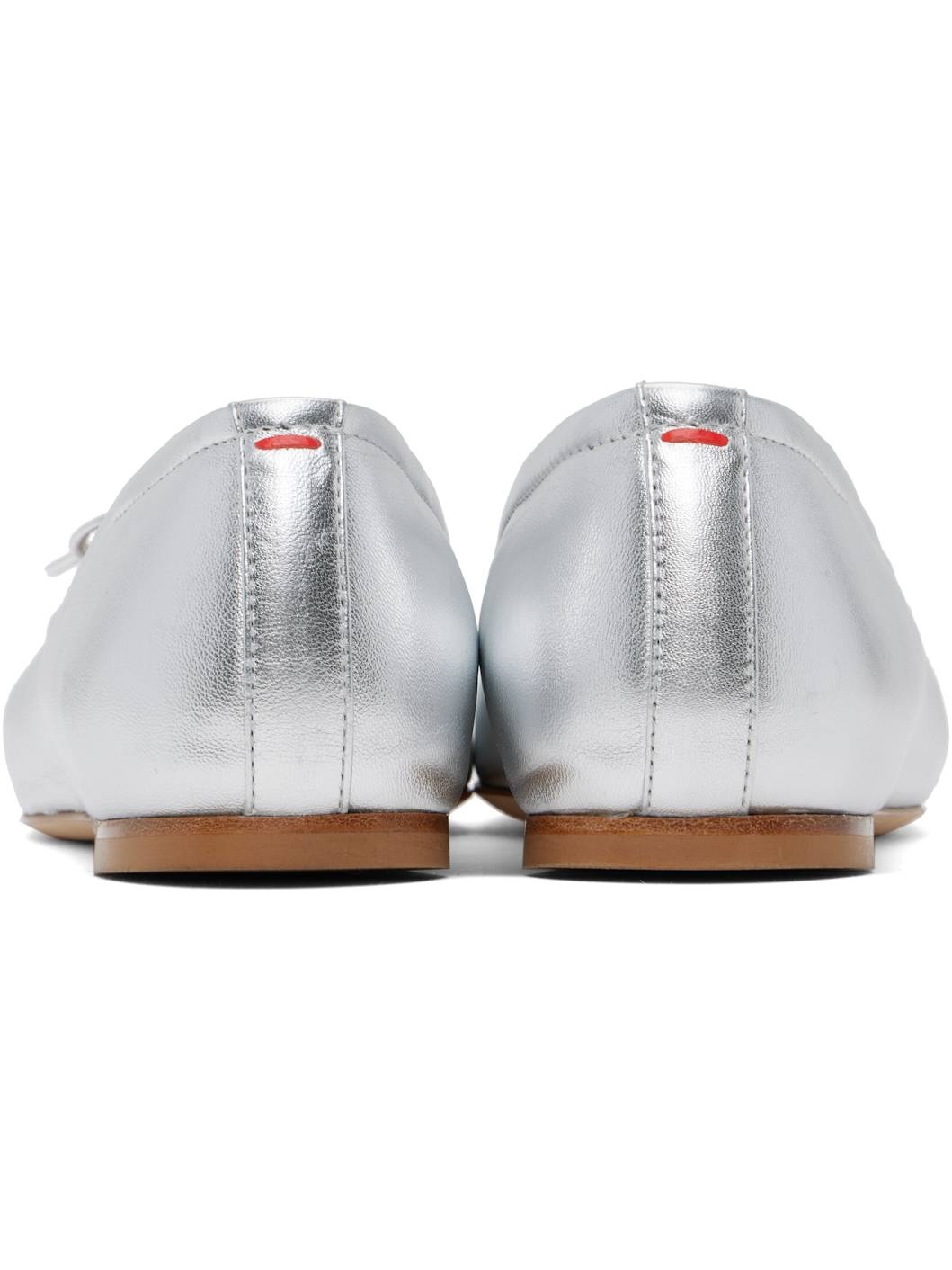 Silver Gabriella Leather Ballerina Flats - 2