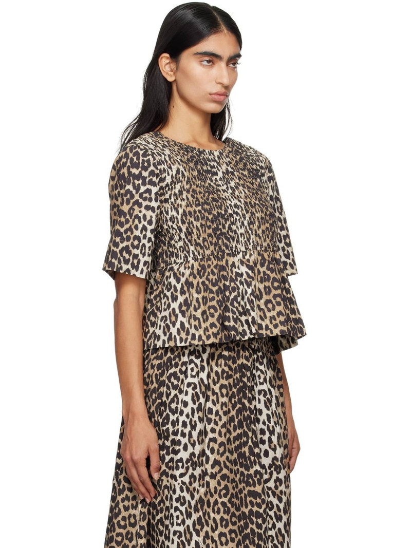 Black & Brown Open Back Smock Blouse 2