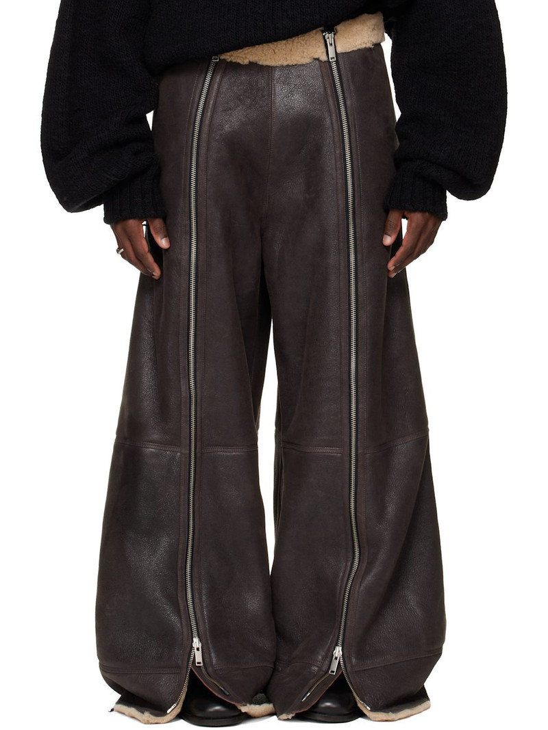 SSENSE Exclusive Brown Shearling Flight Pants 1